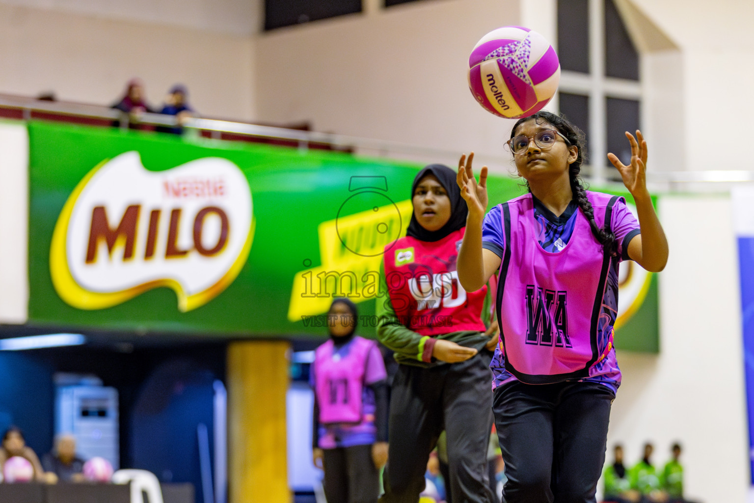 N Sports Acamdemy B vs Fiontti A Team in Day 3 of 3rd Netball Junior Championship, held at Social Center on Tuesday, 21st January 2025 . 
Photos: Hassan Simah / images.mv