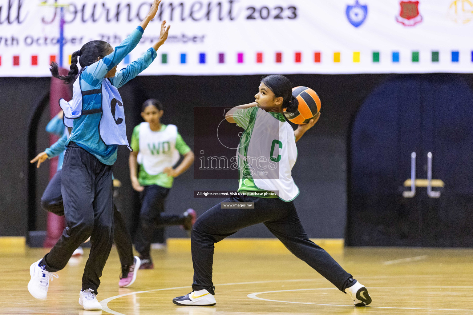 Day6 of 24th Interschool Netball Tournament 2023 was held in Social Center, Male', Maldives on 1st November 2023. Photos: Nausham Waheed / images.mv