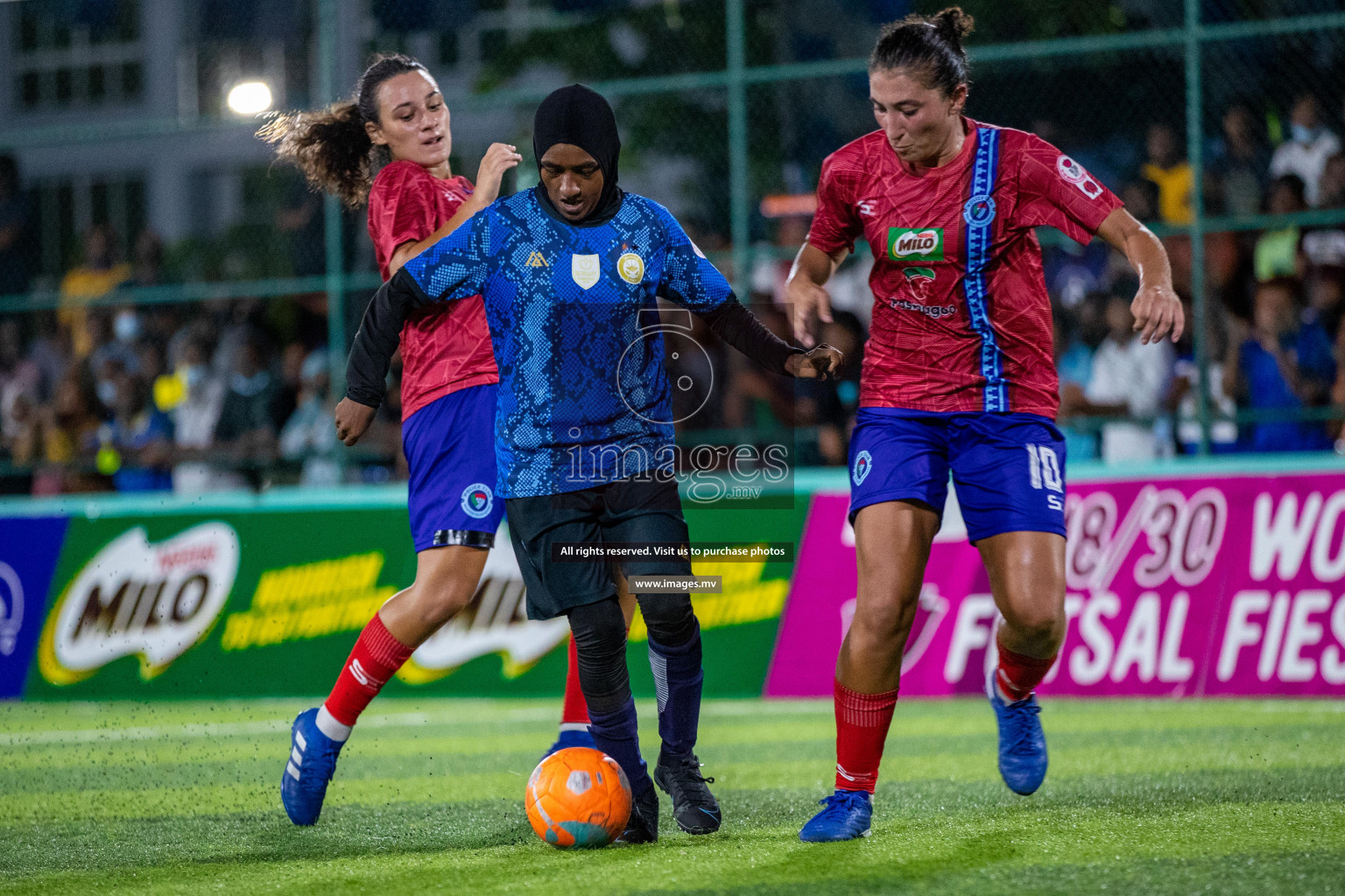 MPL vs Police Club in the Semi Finals of 18/30 Women's Futsal Fiesta 2021 held in Hulhumale, Maldives on 14th December 2021. Photos: Ismail Thoriq / images.mv