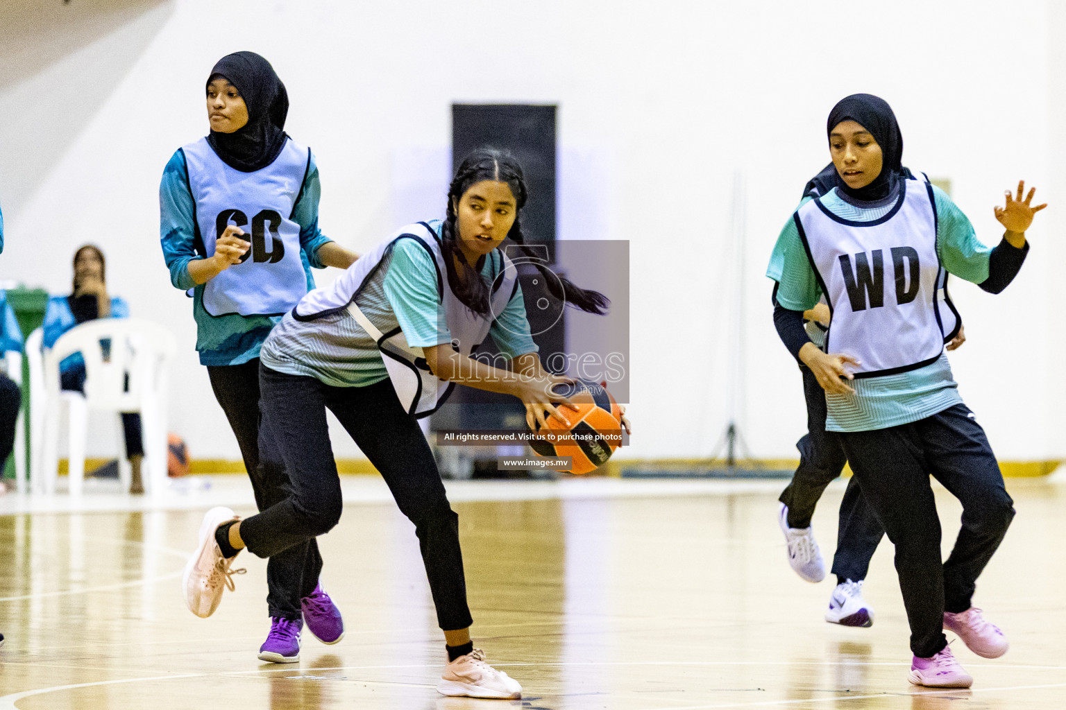 Day 9 of 24th Interschool Netball Tournament 2023 was held in Social Center, Male', Maldives on 4th November 2023. Photos: Hassan Simah / images.mv