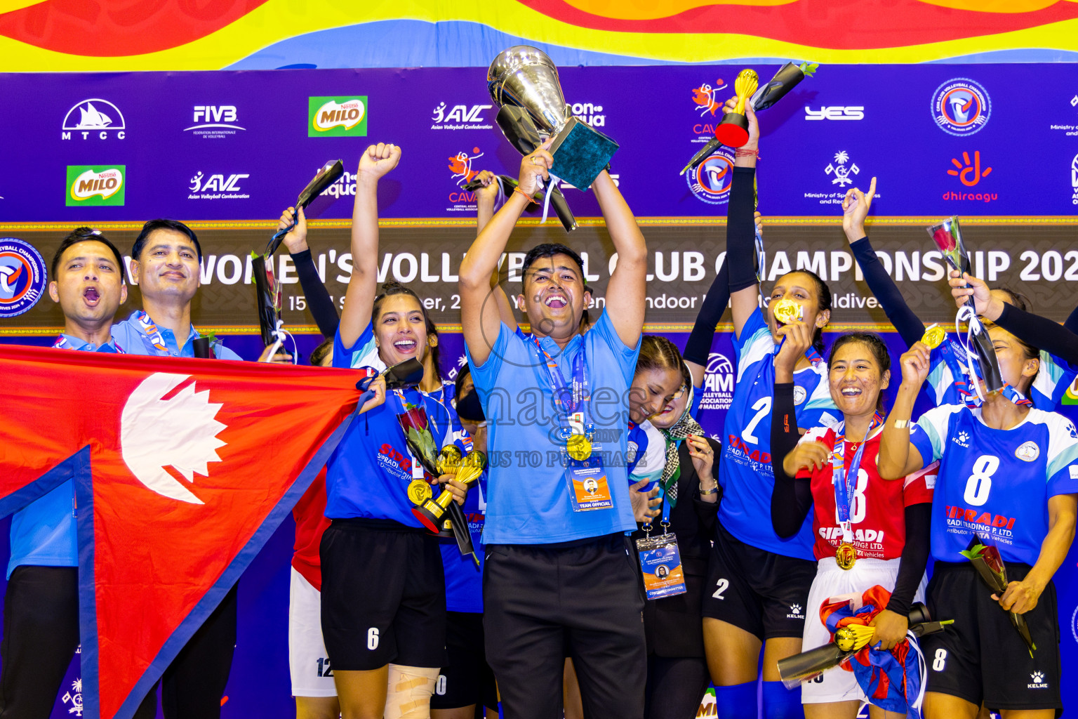 Nepal Police Club vs Humo VC in the Final of CAVA Woman's Volleyball Club Championship 2024 was held in Social Center, Male', Maldives on Saturday, 21st September 2024. Photos: Nausham Waheed / images.mv