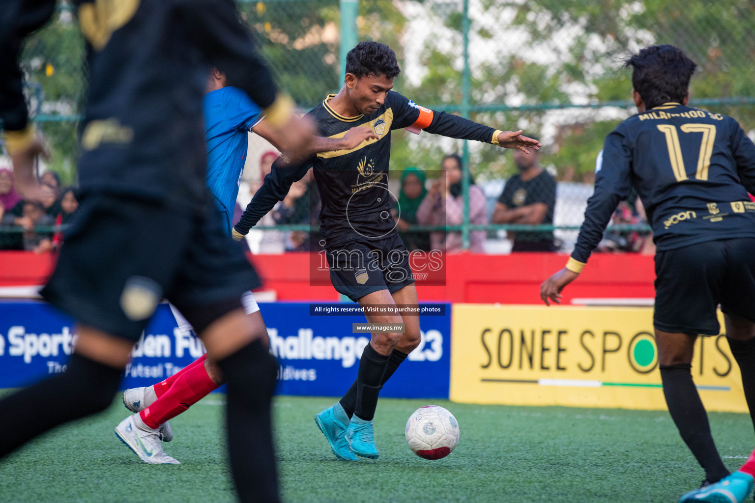 SH. Bilehfahi vs SH. Milandhoo in Day 7 of Golden Futsal Challenge 2023 on 11 February 2023 in Hulhumale, Male, Maldives