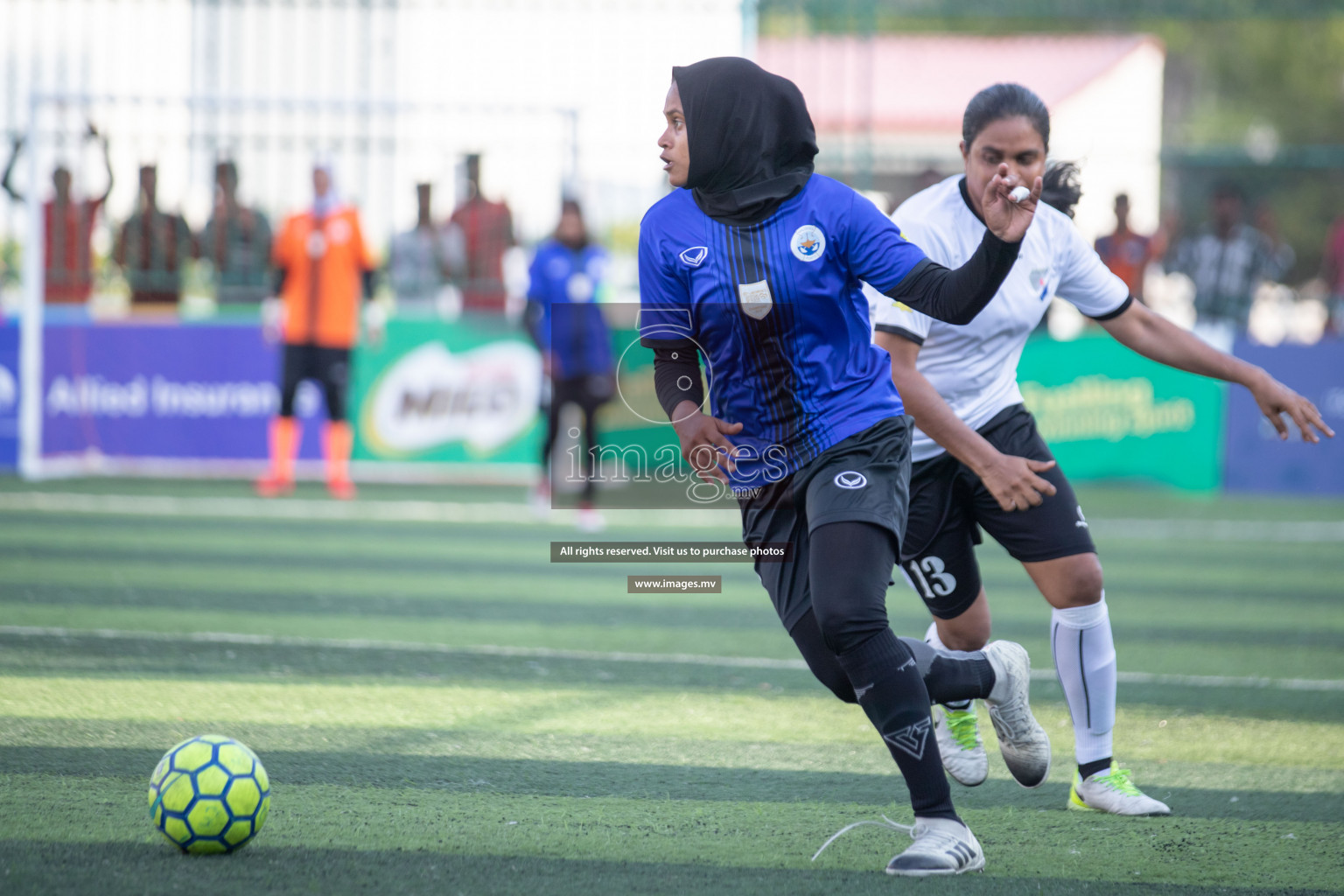 Maldives Ports Limited vs Dhivehi Sifainge Club in the semi finals of 18/30 Women's Futsal Fiesta 2019 on 27th April 2019, held in Hulhumale Photos: Hassan Simah / images.mv