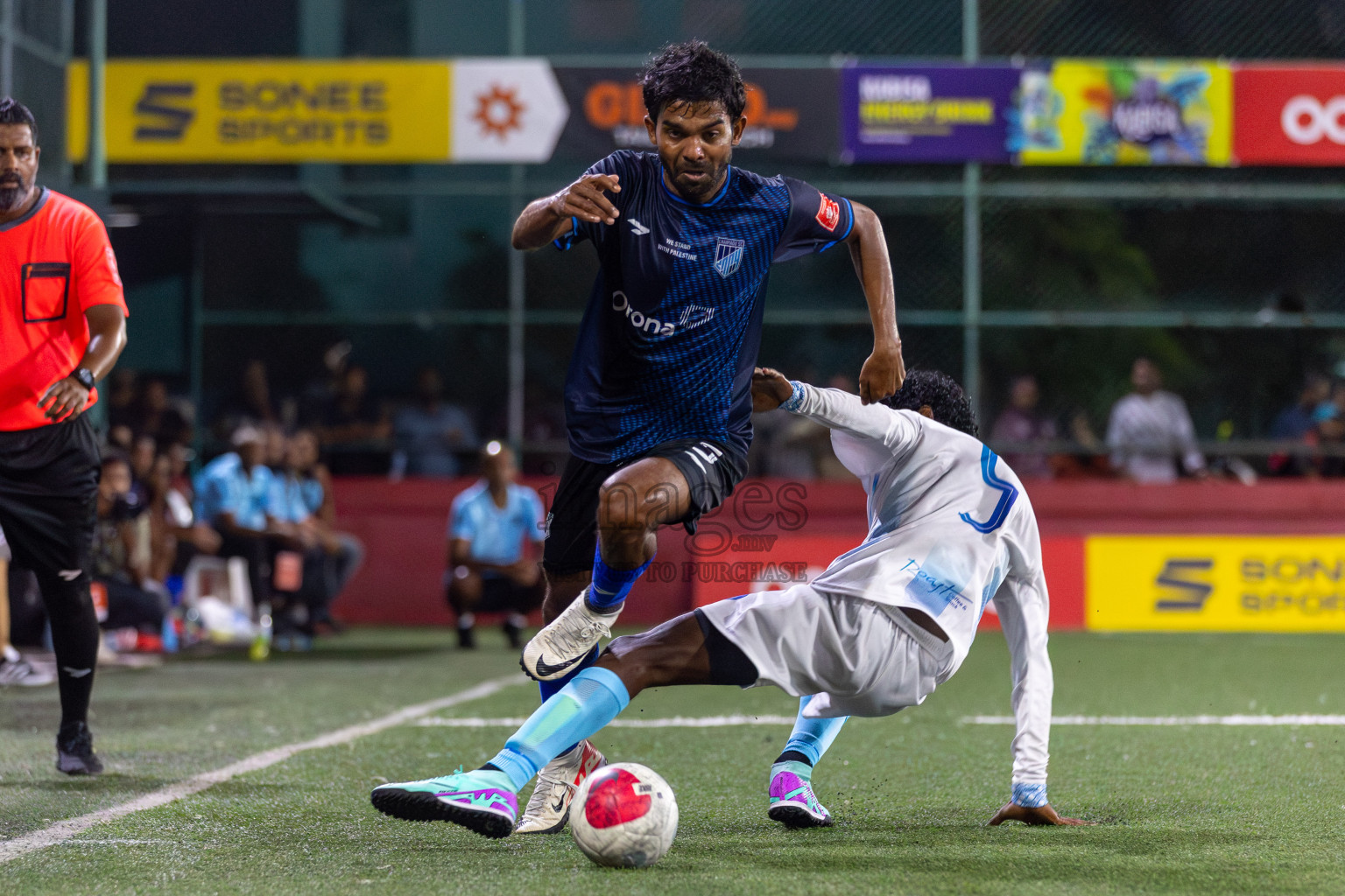 Sh Feydhoo vs Sh Lhaimagu in Day 8 of Golden Futsal Challenge 2024 was held on Monday, 22nd January 2024, in Hulhumale', Maldives Photos: Mohamed Mahfooz Moosa / images.mv