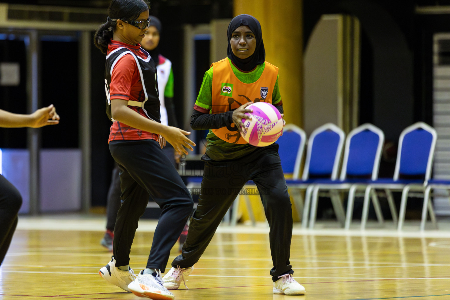 Fionti A team vs AIS Netball Academy in Day 3 of 3rd Netball Junior Championship, held at Social Center on Wednesday 22nd January 2025 . Photos: Shuu Abdul Sattar / images.mv