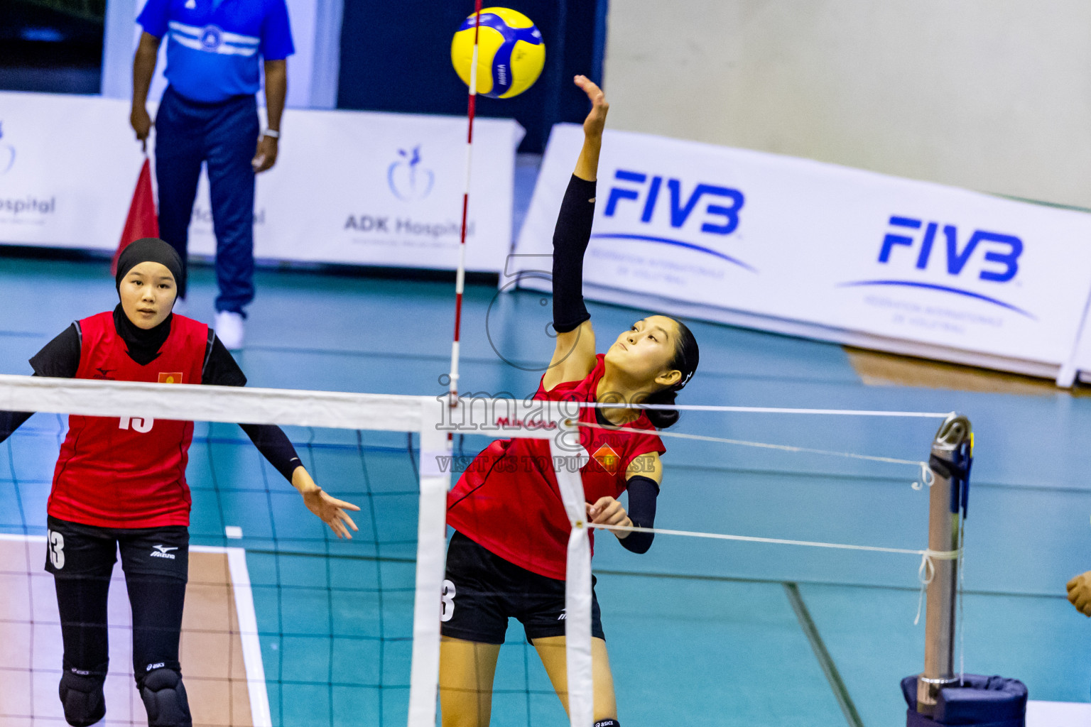 Kyrgyzstan vs Nepal in Semi Final of CAVA U20 Woman's Volleyball Championship 2024 was held in Social Center, Male', Maldives on 22nd July 2024. Photos: Nausham Waheed / images.mv