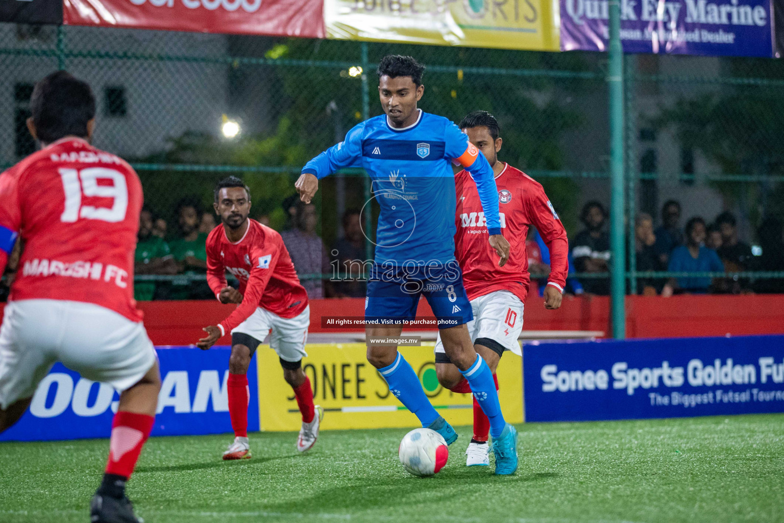 Sh. Milandhoo vs Sh. Maroshi in Day 2 of Golden Futsal Challenge 2023 on 06 February 2023 in Hulhumale, Male, Maldives