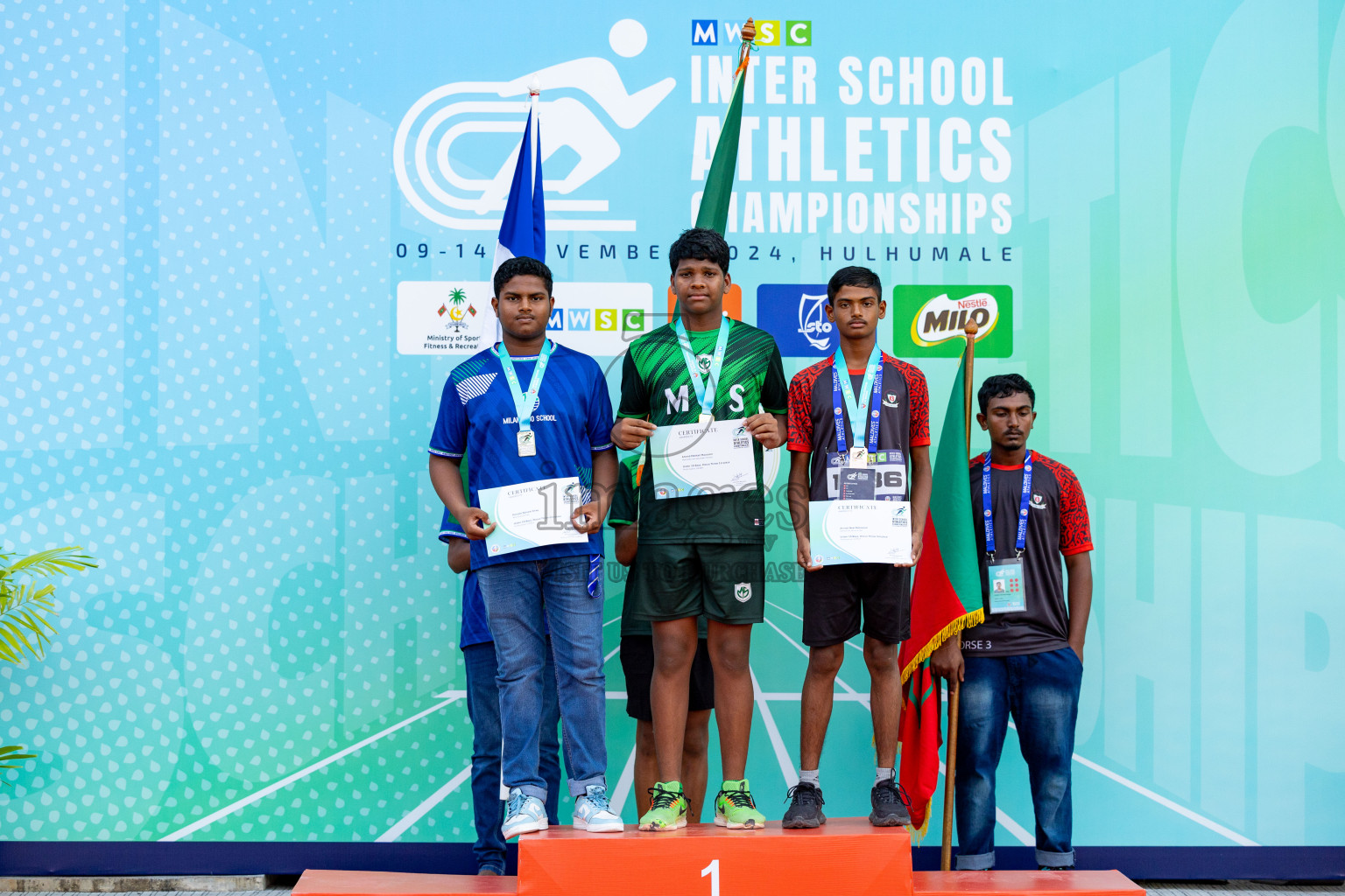 Day 2 of MWSC Interschool Athletics Championships 2024 held in Hulhumale Running Track, Hulhumale, Maldives on Sunday, 10th November 2024. 
Photos by: Hassan Simah / Images.mv