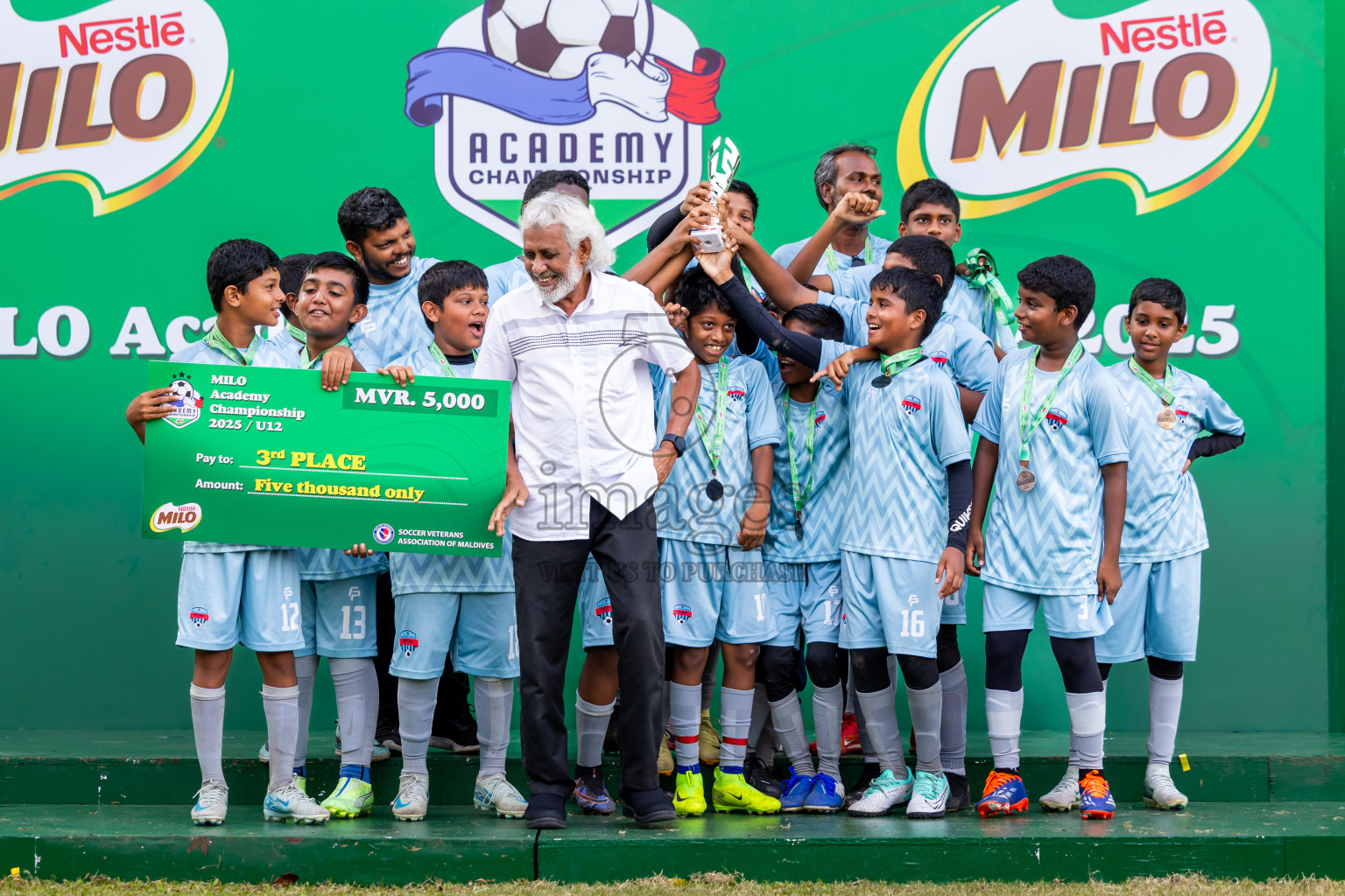 Day 3 of MILO Academy Championship 2025 (U-12) was held at Henveiru Stadium in Male', Maldives on Saturday, 3rd May 2025. Photos: Nausham Waheed / images.mv