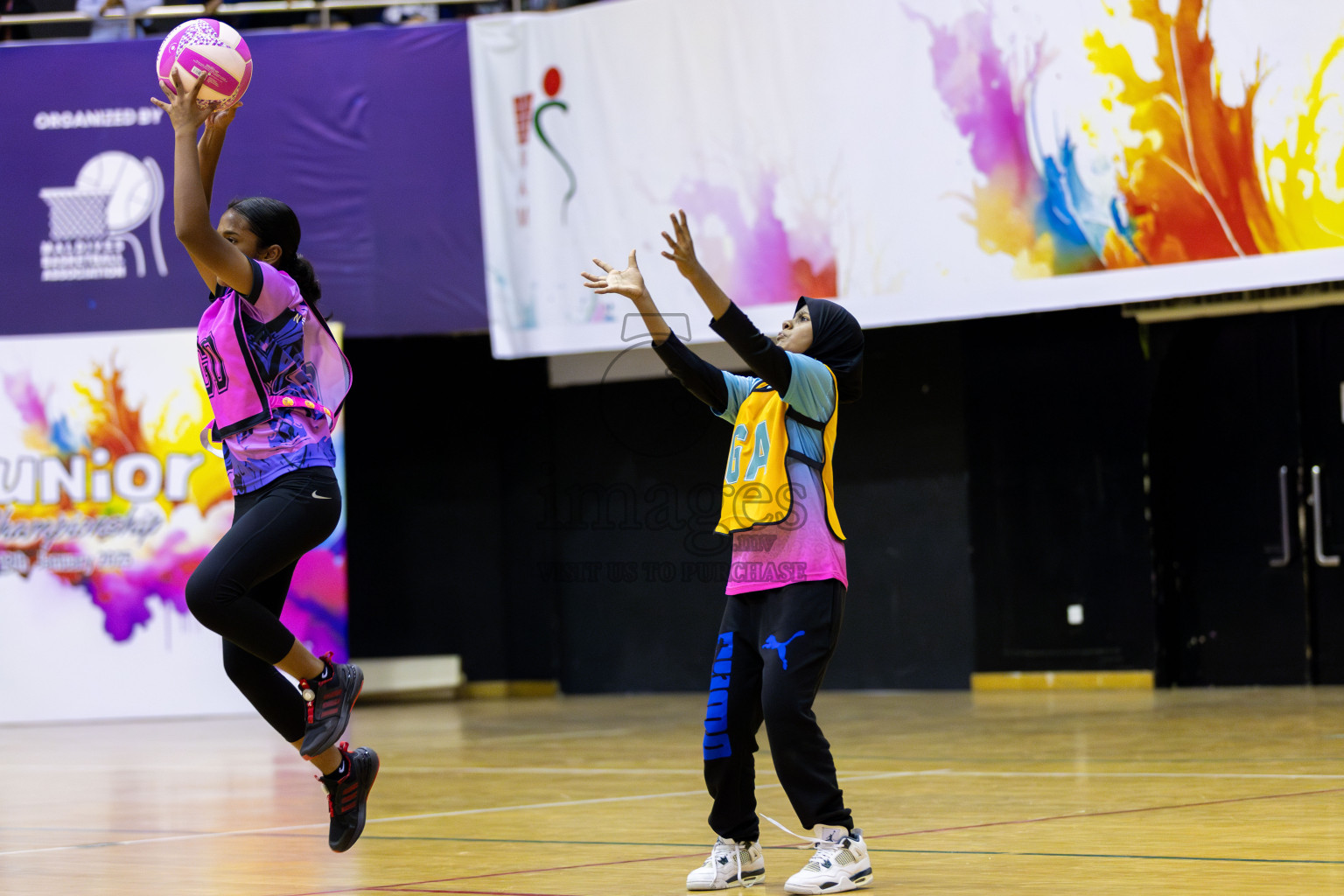 Sports academy A vs Netkids C (U13) in Day 1 of 3rd Junior Championship - Netball association of Maldives, held at Social Center on 19th January 2025 . Photos by Shuu Abdul Sattar / Images.mv
