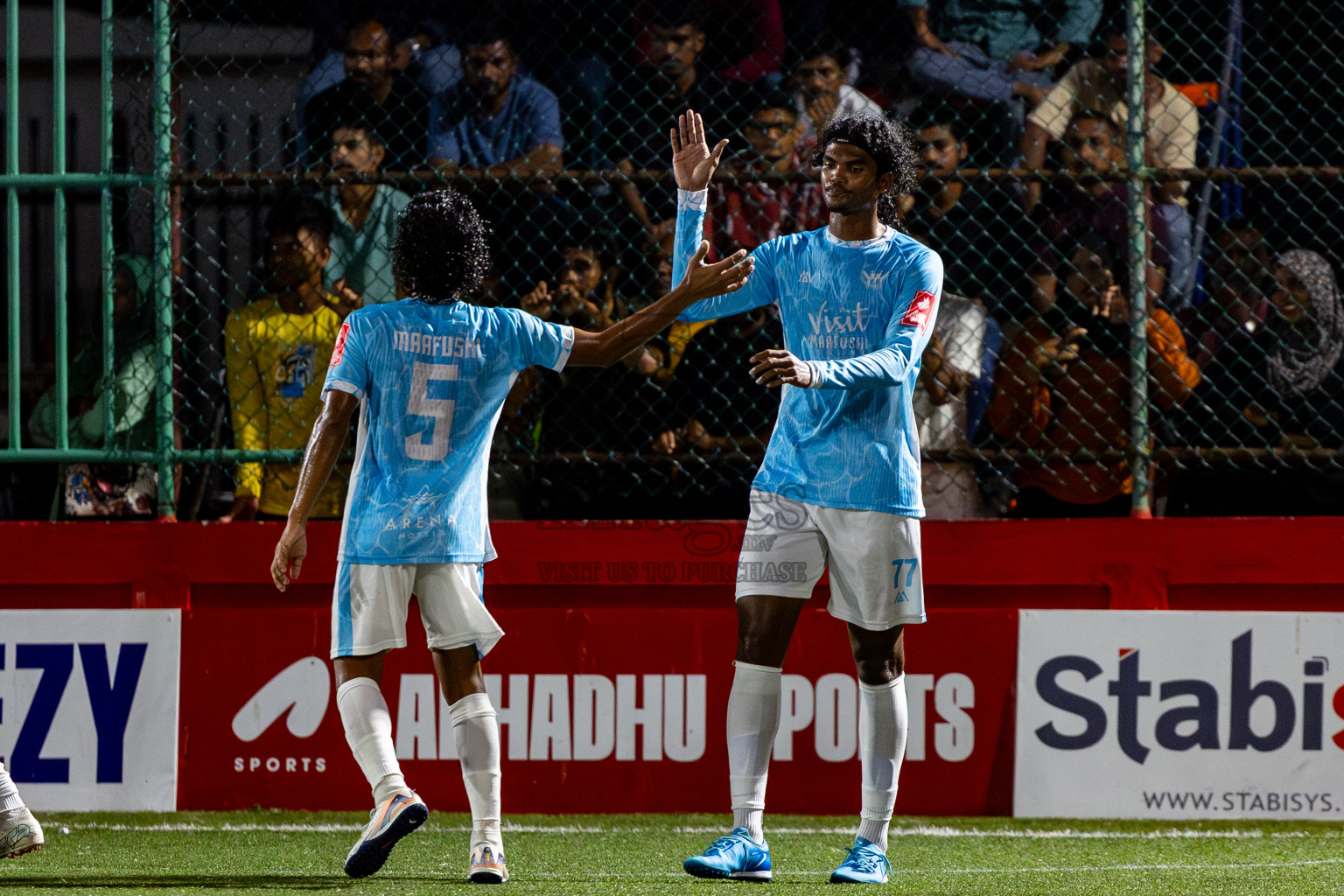 K Maafushi vs K Guraidhoo in Kaafu Atoll Semi Final in Day 24 of Golden Futsal Challenge 2025 was held on Tuesday , 28th January 2025, in Hulhumale', Maldives. Photos: Nausham Waheed / images.mv