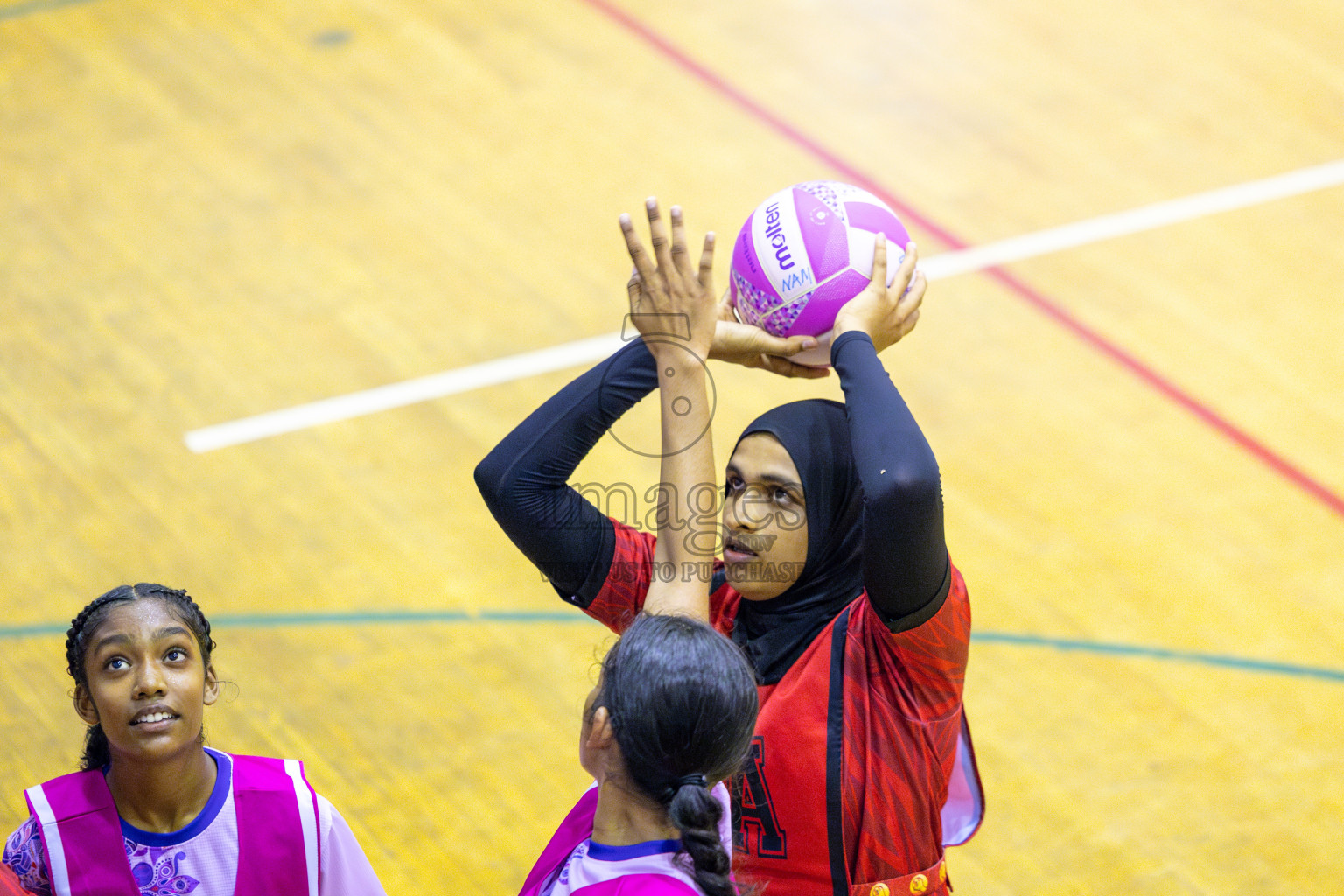 Club Matrix vs N Sports Academy in Day 6 of 24th Milo Netball Association Championship held in Social Center at Male', Maldives on Saturday, 6th September 2025. Photos: Yasna Ahmed / images.mv