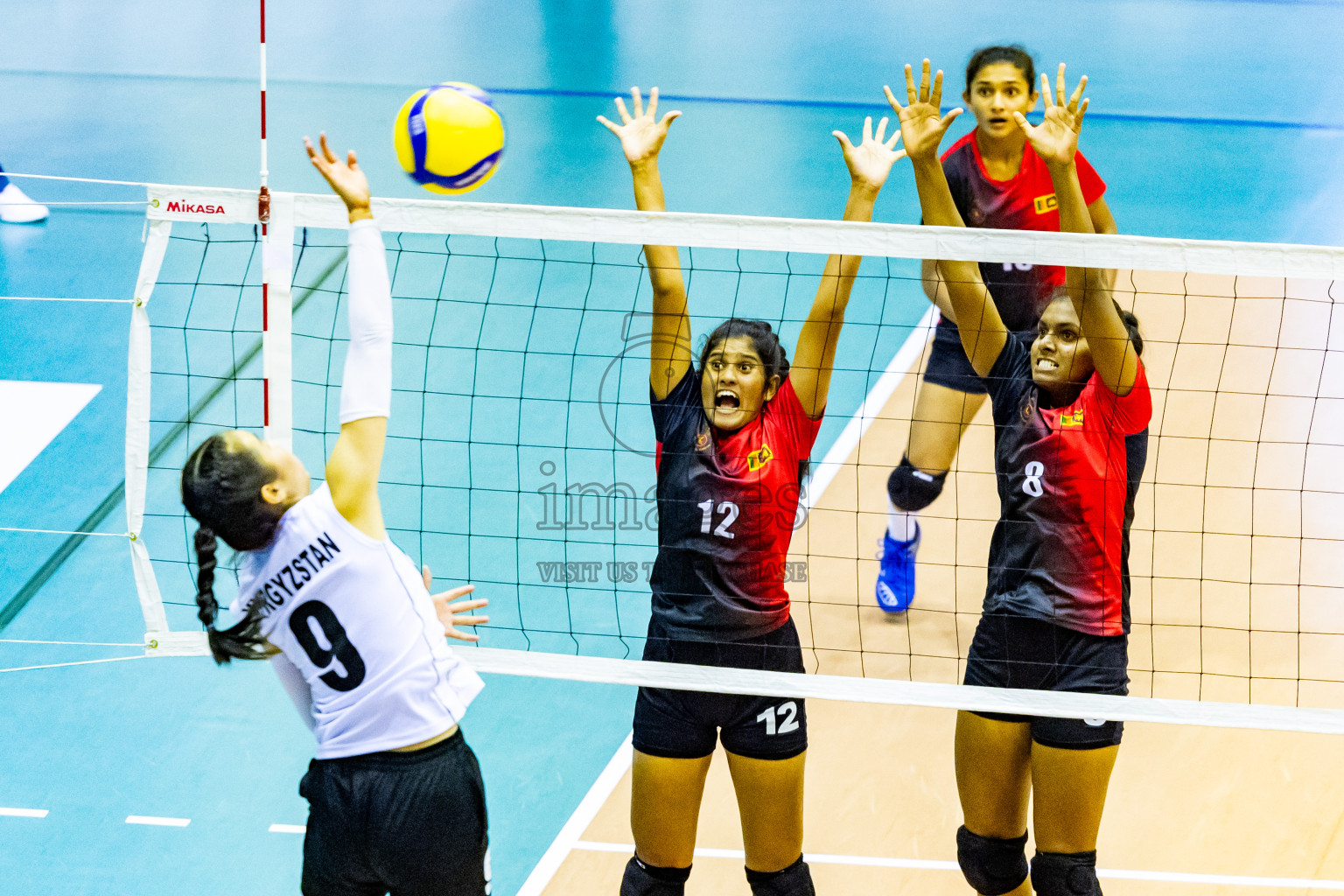 Kyrgyzstan vs Sri Lanka in Day 3 of CAVA U20 Woman's Volleyball Championship 2024 was held in Social Center, Male', Maldives on 20th July 2024. Photos: Nausham Waheed / images.mv