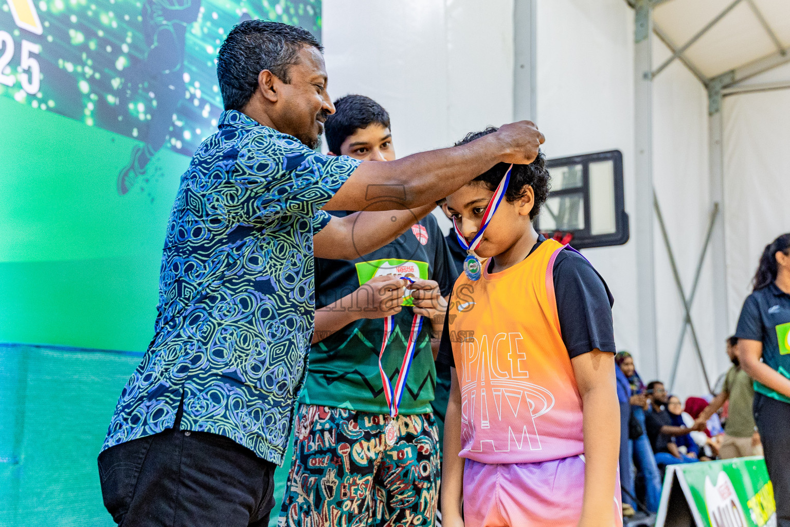 Day 3 of Milo 5 x 5 Junior Challenge 2025 - Basketball tournament held in Basketball Training Center, Male', Maldives on Saturday, 11th October 2025. Photos by: Nausham Waheed, Areef Adam / Images.mv