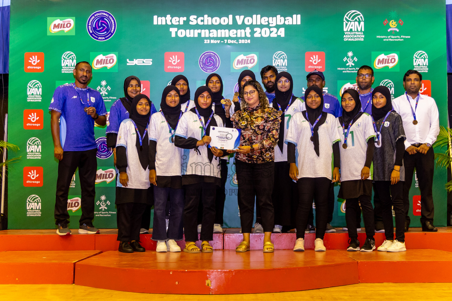 Finals of Interschool Volleyball Tournament 2024 was held in Social Center at Male', Maldives on Friday, 6th December 2024. Photos: Nausham Waheed / images.mv