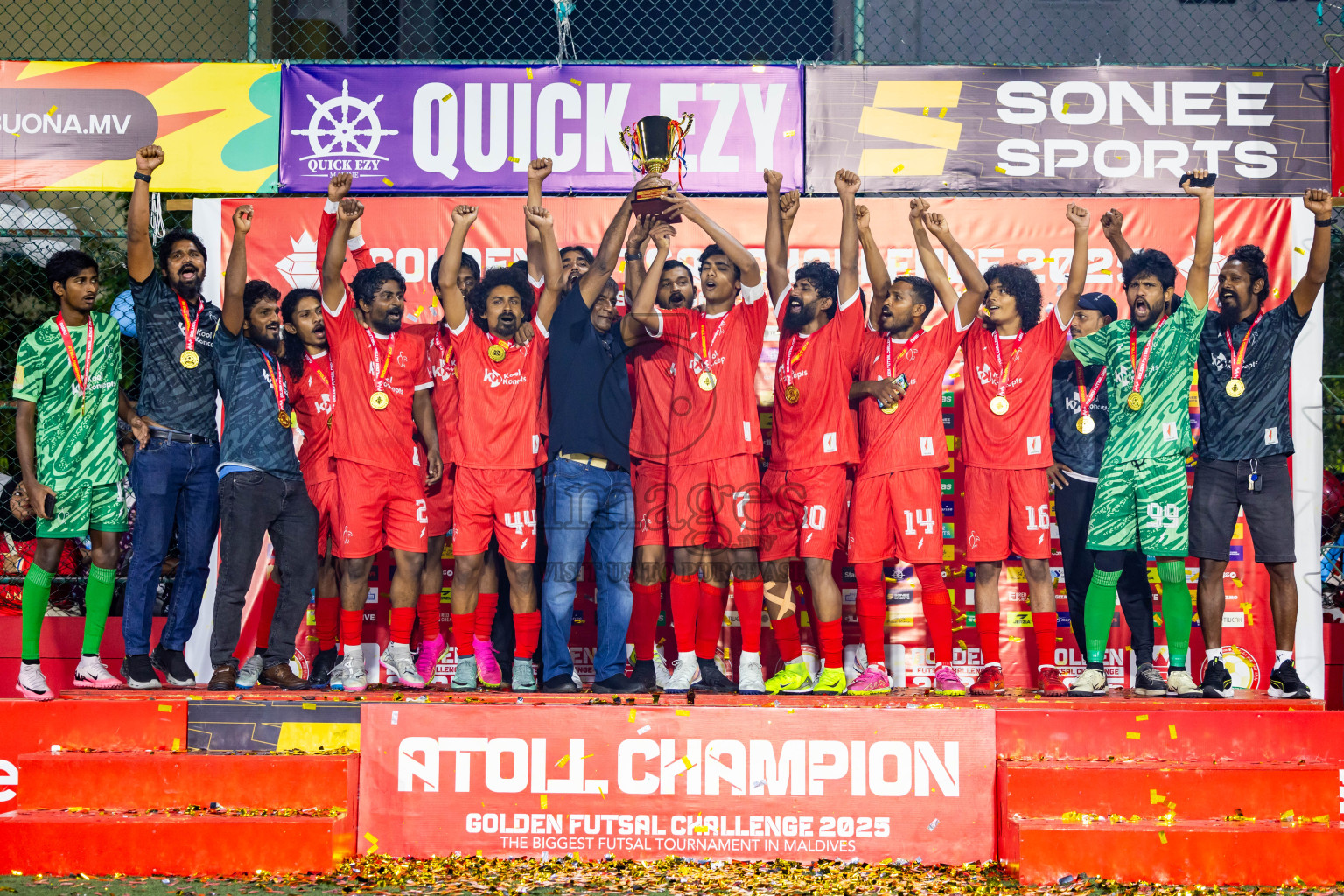 F Dhanraboodhoo vs F Magoodhoo in Faafu Atoll Finals in Day 25 of Golden Futsal Challenge 2025 was held on Wednesday , 28th January 2025, in Hulhumale', Maldives. Photos: Nausham Waheed / images.mv