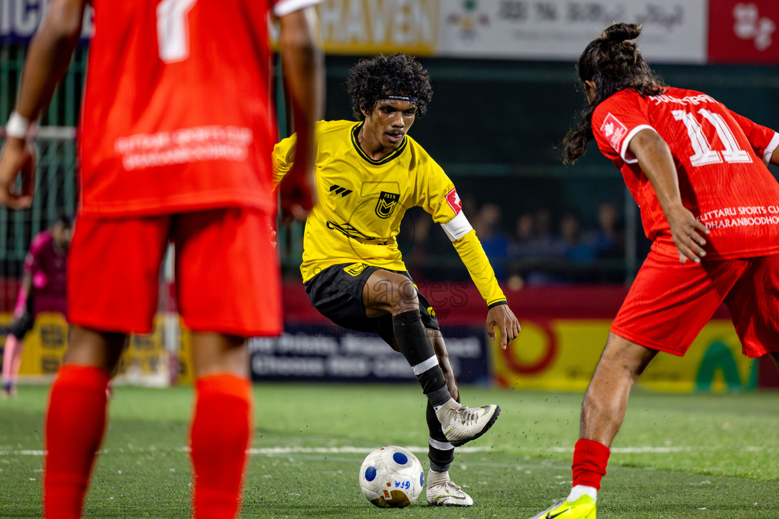 F Dhanraboodhoo vs F Magoodhoo in Faafu Atoll Finals in Day 25 of Golden Futsal Challenge 2025 was held on Wednesday , 28th January 2025, in Hulhumale', Maldives. Photos: Nausham Waheed / images.mv