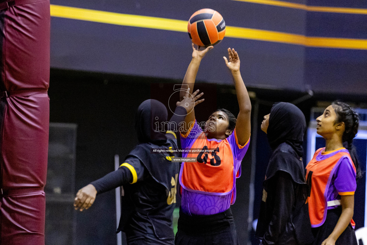 Day 9 of 24th Interschool Netball Tournament 2023 was held in Social Center, Male', Maldives on 4th November 2023. Photos: Hassan Simah / images.mv