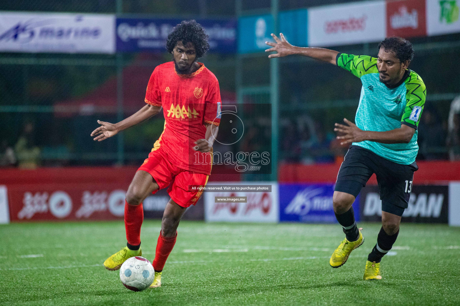 GA. Kondey vs GA. Dhaandhoo in Day 7 of Golden Futsal Challenge 2023 on 11 February 2023 in Hulhumale, Male, Maldives