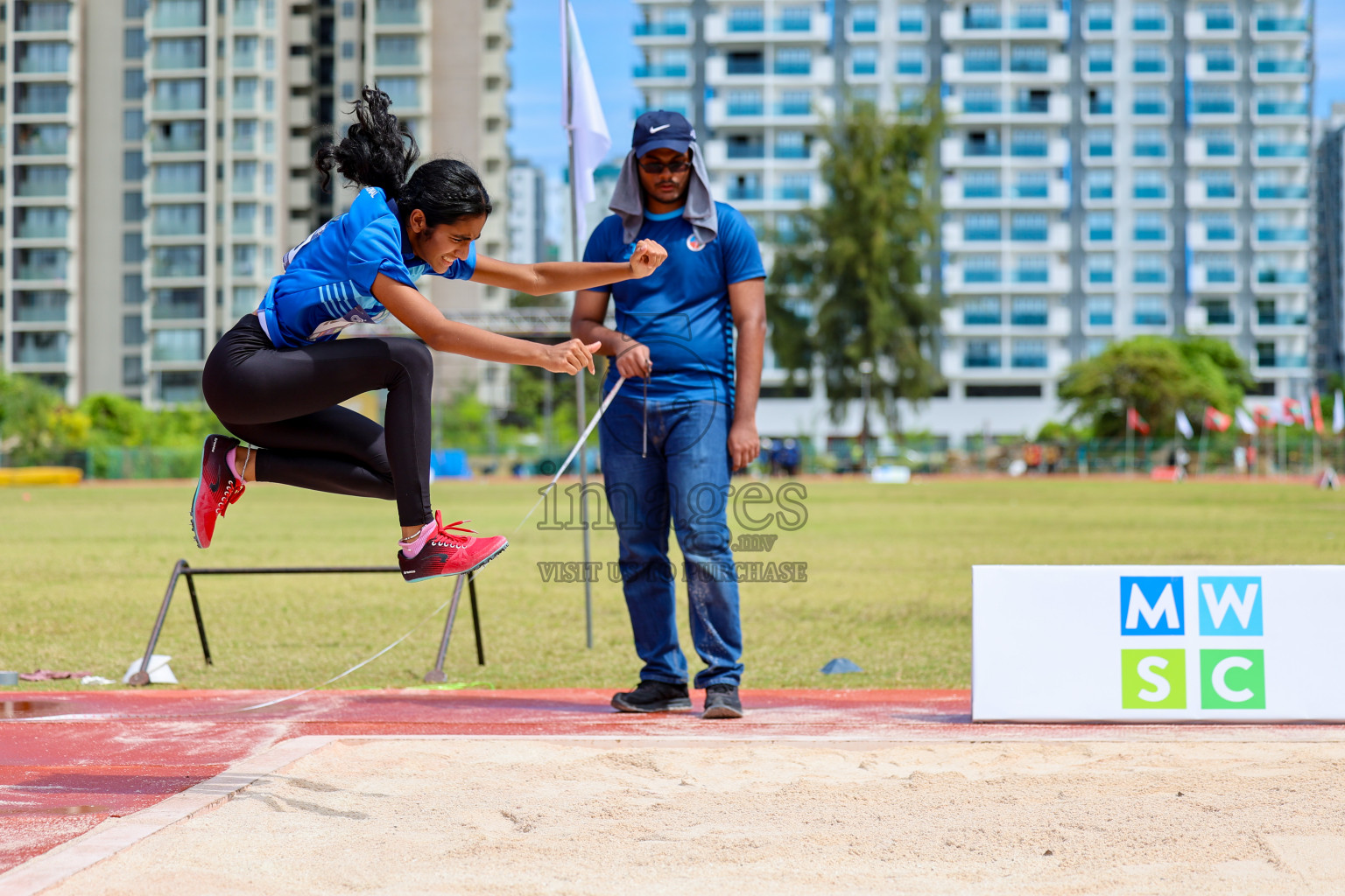 Day 1 of MWSC Interschool Athletics Championships 2024 held in Hulhumale Running Track, Hulhumale, Maldives on Saturday, 9th November 2024. 
Photos by: Ismail Thoriq, Hassan Simah / Images.mv