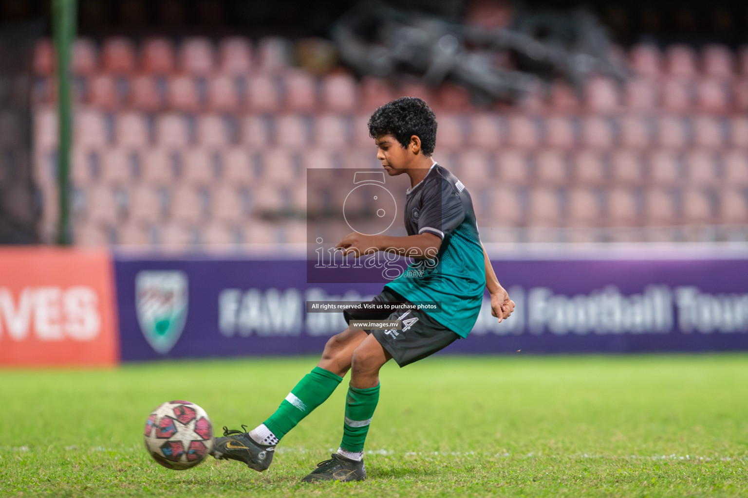 Under 13 Inter School Football Tournament 2022/23 Semi Final 2: Ahmadhiyya International School vs Maafushi School held in National Football Stadium, Male', Maldives  Photos: Mohamed Mahfooz Moosa/ Images.mv