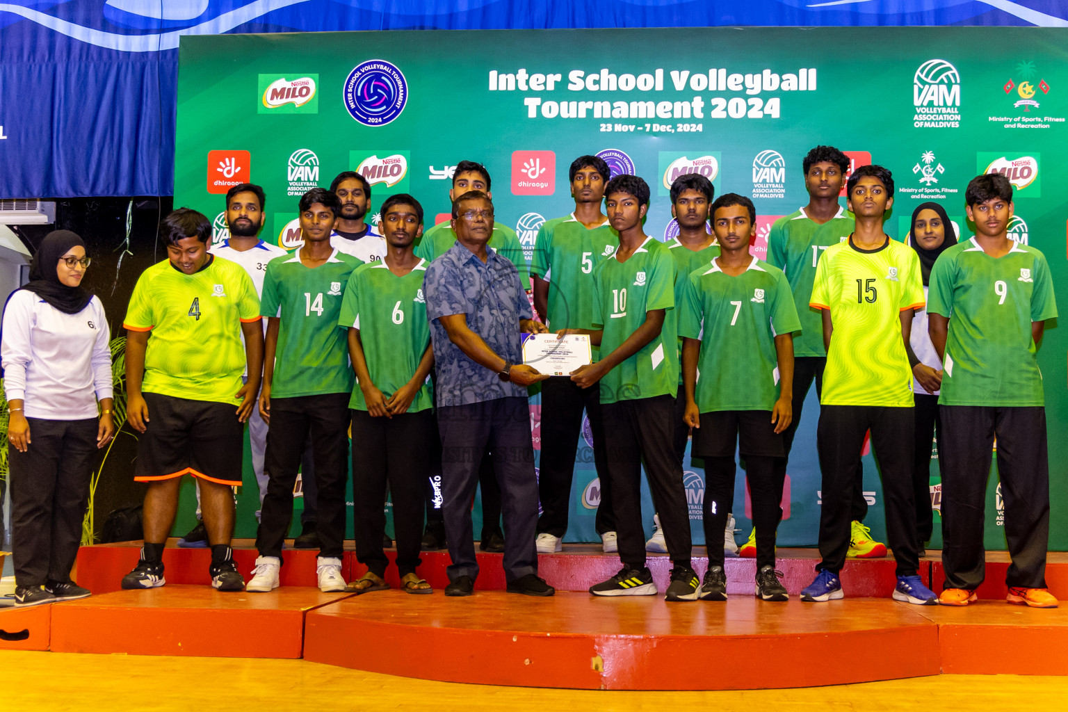 Finals of Interschool Volleyball Tournament 2024 was held in Social Center at Male', Maldives on Friday, 6th December 2024. Photos: Nausham Waheed / images.mv