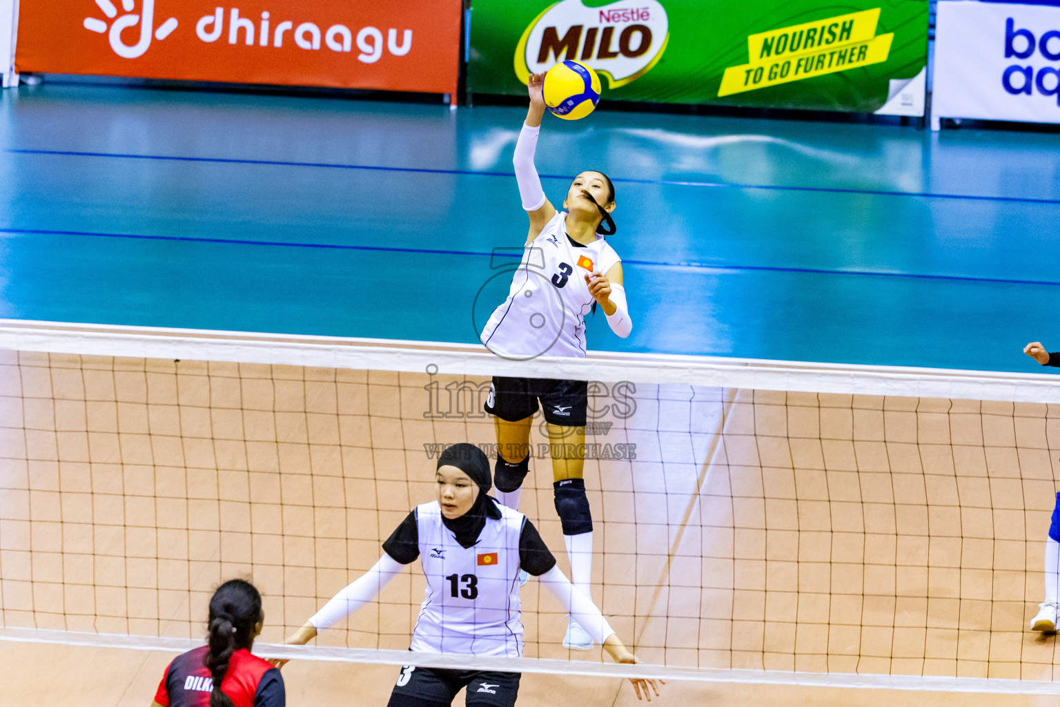 Kyrgyzstan vs Sri Lanka in Day 3 of CAVA U20 Woman's Volleyball Championship 2024 was held in Social Center, Male', Maldives on 20th July 2024. Photos: Nausham Waheed / images.mv