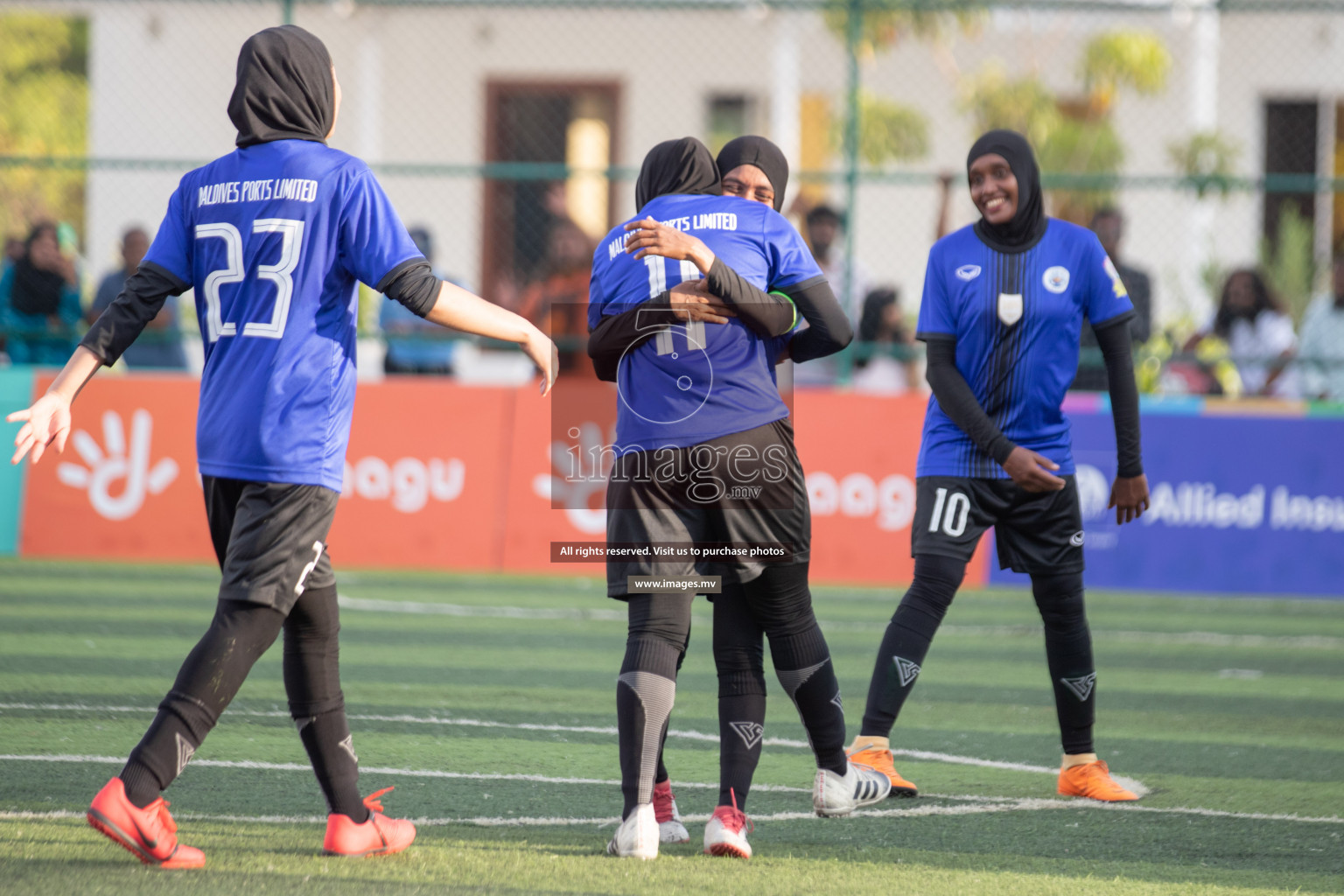 Maldives Ports Limited vs Dhivehi Sifainge Club in the semi finals of 18/30 Women's Futsal Fiesta 2019 on 27th April 2019, held in Hulhumale Photos: Hassan Simah / images.mv