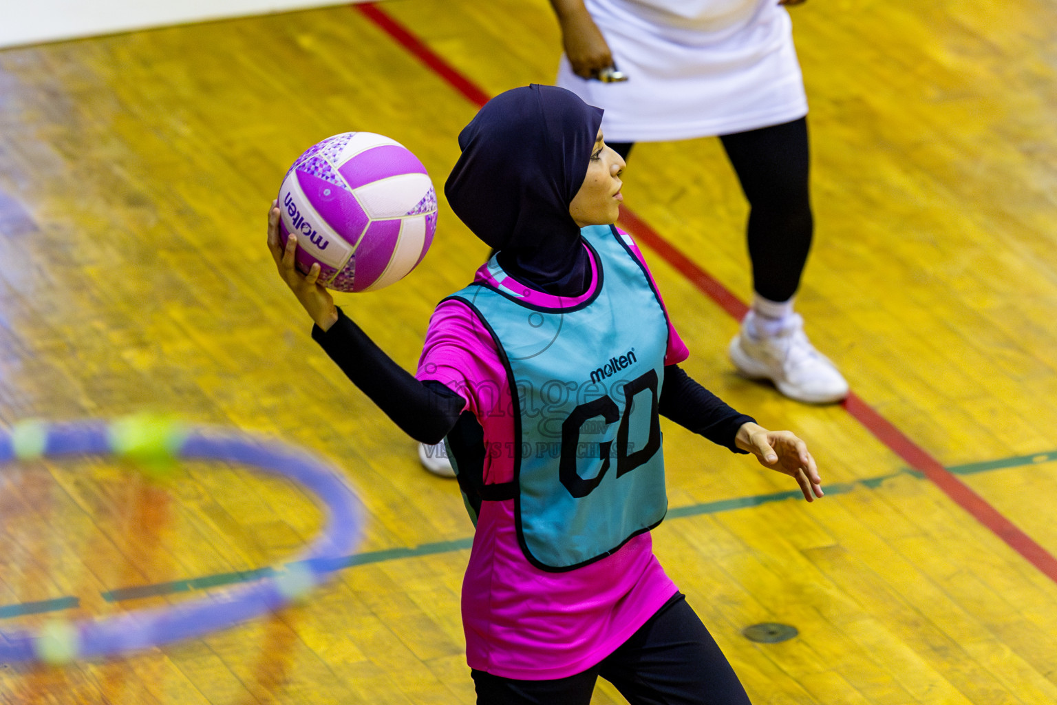 MV netters vs Xenith SC in Day 4 of 24th Milo Netball Association Championship held in Social Center at Male', Maldives on Thursday, 4th September 2025. Photos: Nausham Waheed / images.mv