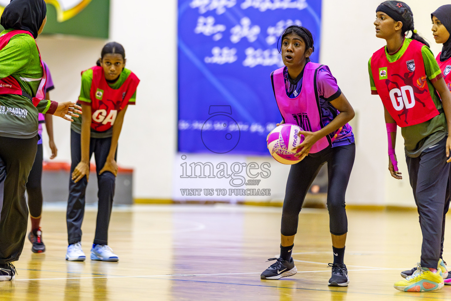 N Sports Academy A vs Fiontti Sports Club  in Day 3 of 3rd Netball Junior Championship, held at Social Center on Tuesday, 21st January 2025 . 
Photos: Hassan Simah / images.mv