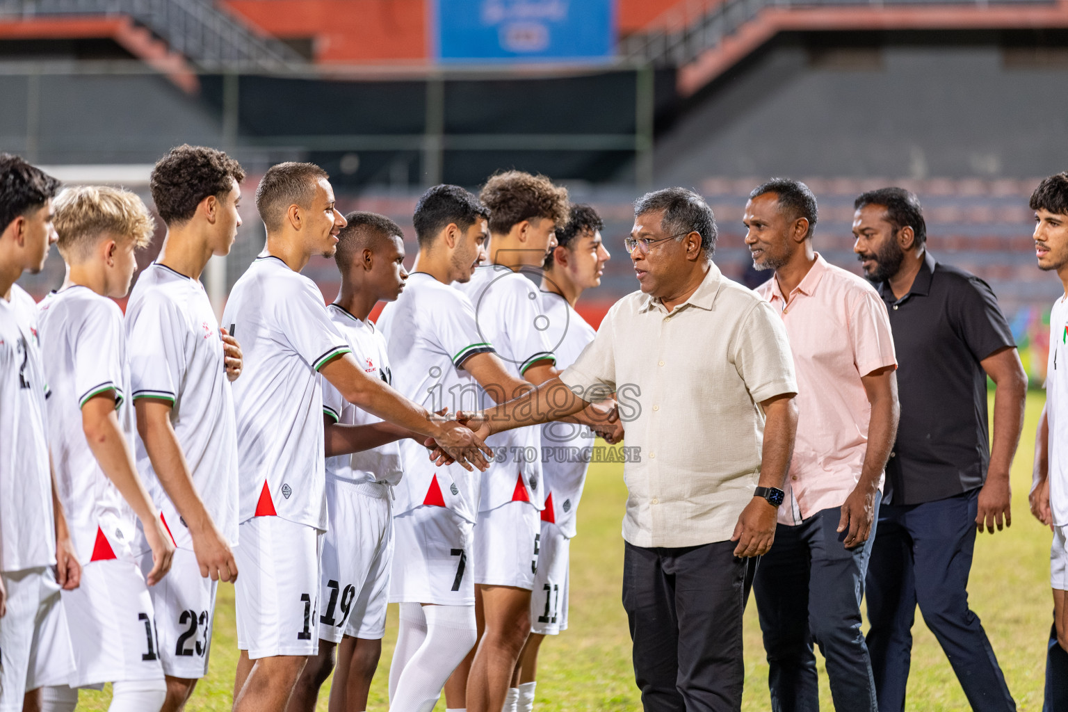 Maldives vs Palestine in an under 17 friendly held in National Football Stadium, Male', Maldives on Thursday, 13 November 2025. 
Photos: Mohamed Mahfooz Moosa / Images.mv
