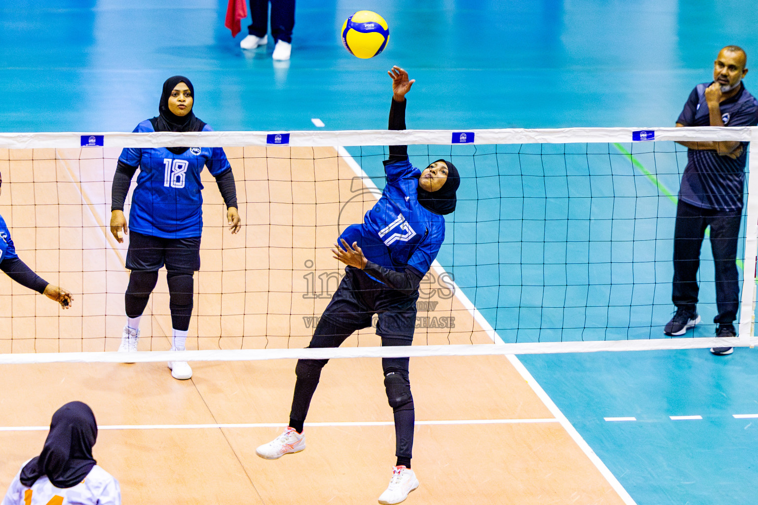 Asdhiqa Sports Club vs Flexor Sports Club in Day 5 of Women's Division of VAM Cup 2025 held in Male', Maldives on Sunday, 13th April 2025 at Social Center Indoor Hall Photos By: Nausham Waheed / images.mv