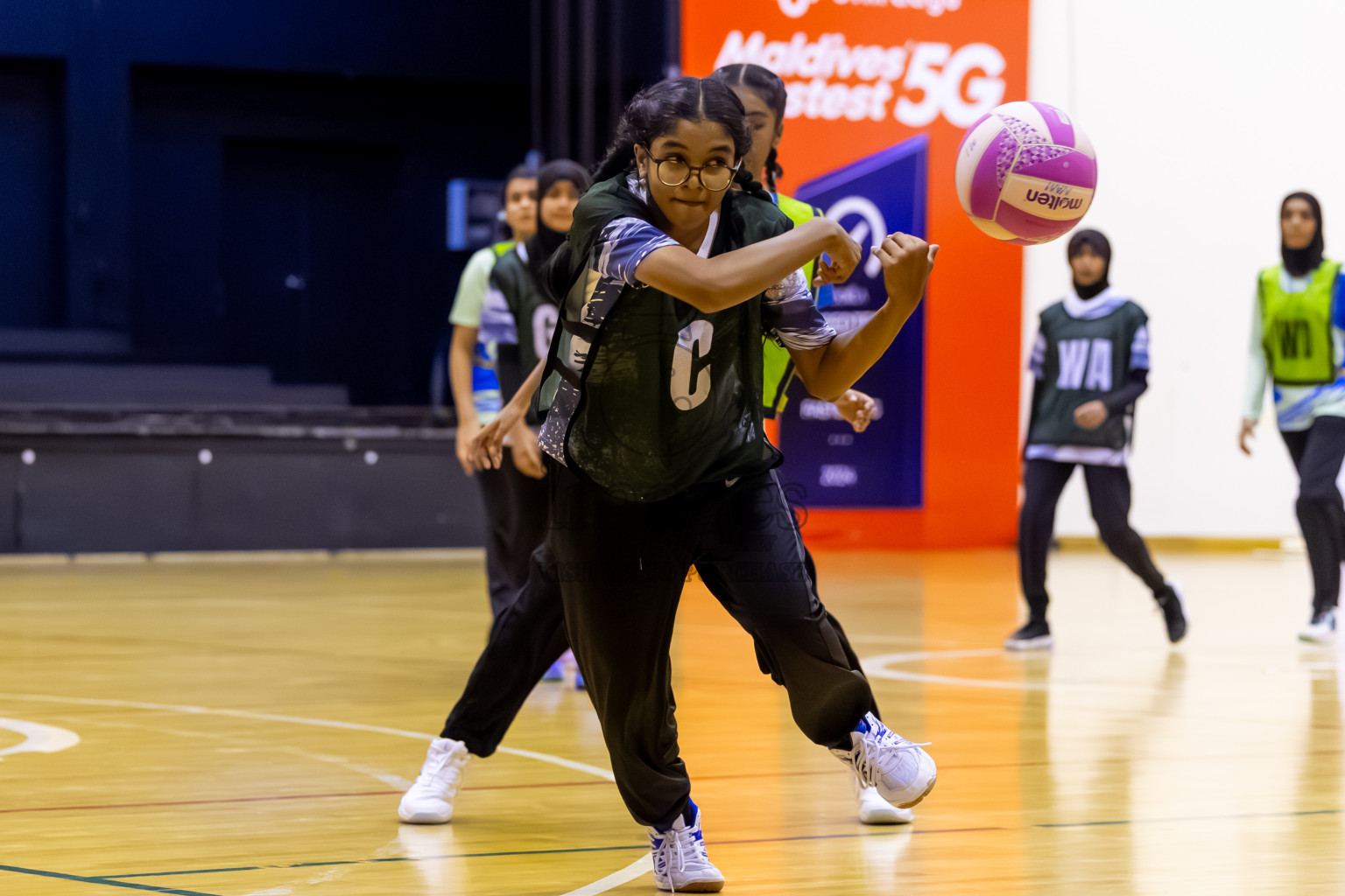 SC Skylark vs United Unity SC in Day 4 of 24th Milo Netball Association Championship held in Social Center at Male', Maldives on Thursday, 4th September 2025. Photos: Nausham Waheed / images.mv