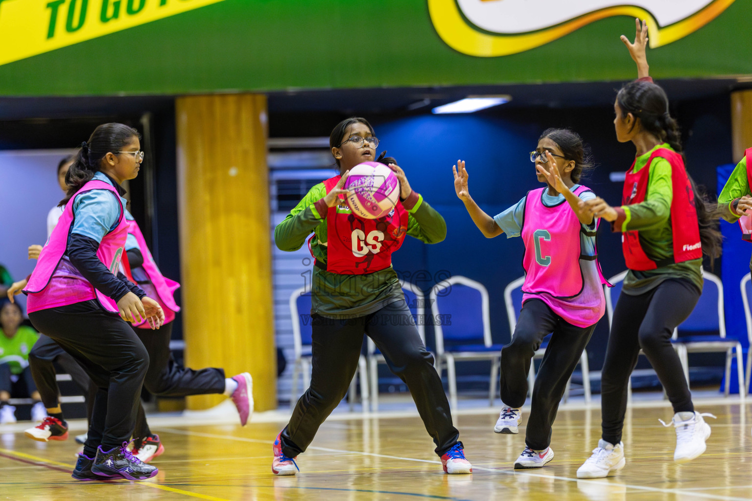Fionti A Team vs Netkids B in Day 3 of 3rd Netball Junior Championship, held at Social Center on Wednesday 22nd January 2025 . Photos: Shuu Abdul Sattar / images.mv