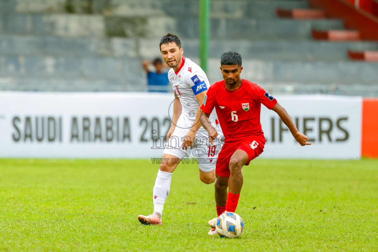 Maldives vs Tajikistan in the AFC Asian Cup Saudi Arabia 2027 Qualifier was played in Male' Maldives on Tuesday, 14th October 2025. 
Photos: Raaif Yoosuf / images.mv