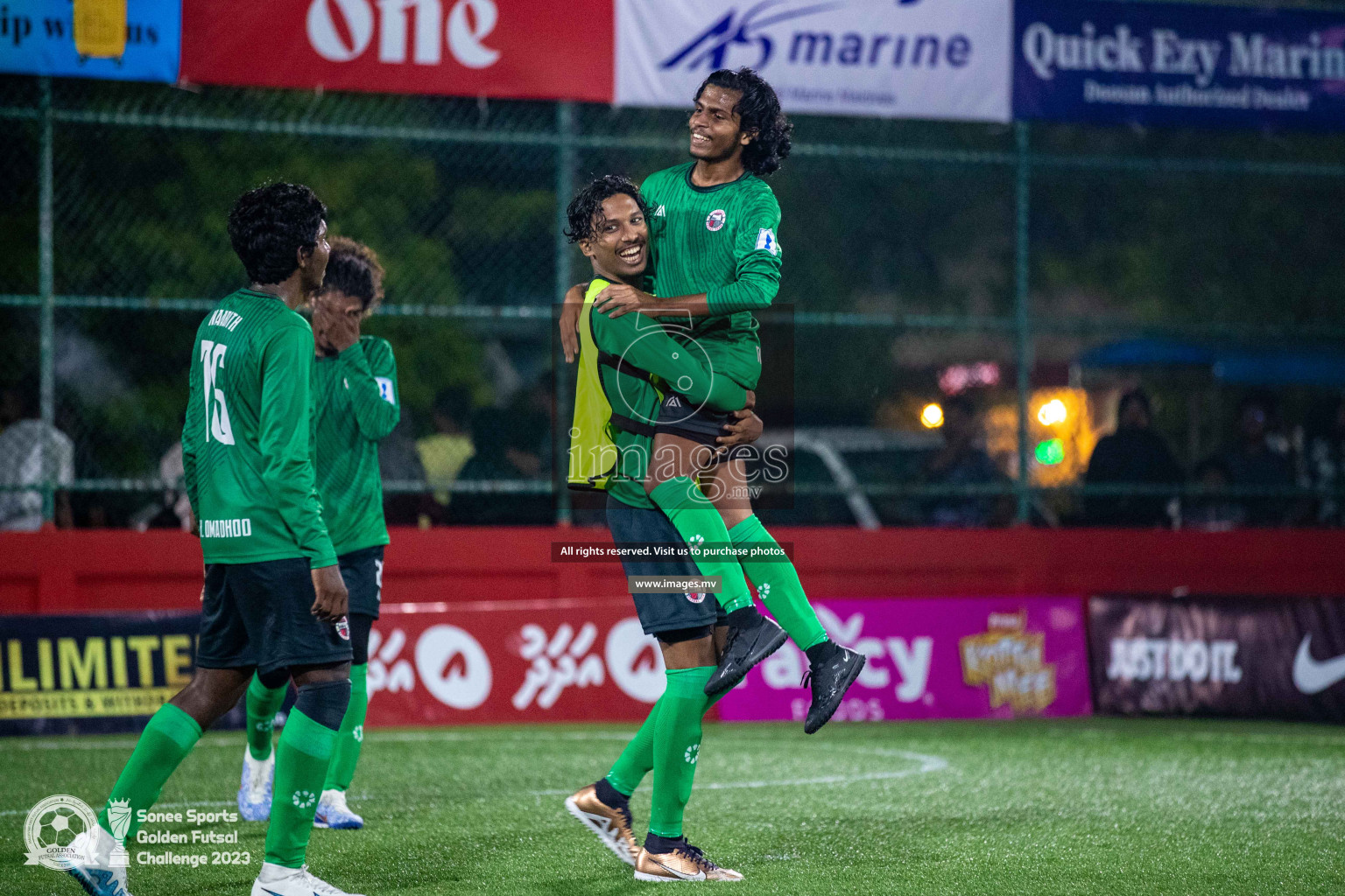 Th. Hirilandhoo vs Th. Omadhoo in Day 4 of Golden Futsal Challenge 2023 on 08 February 2023 in Hulhumale, Male, Maldives