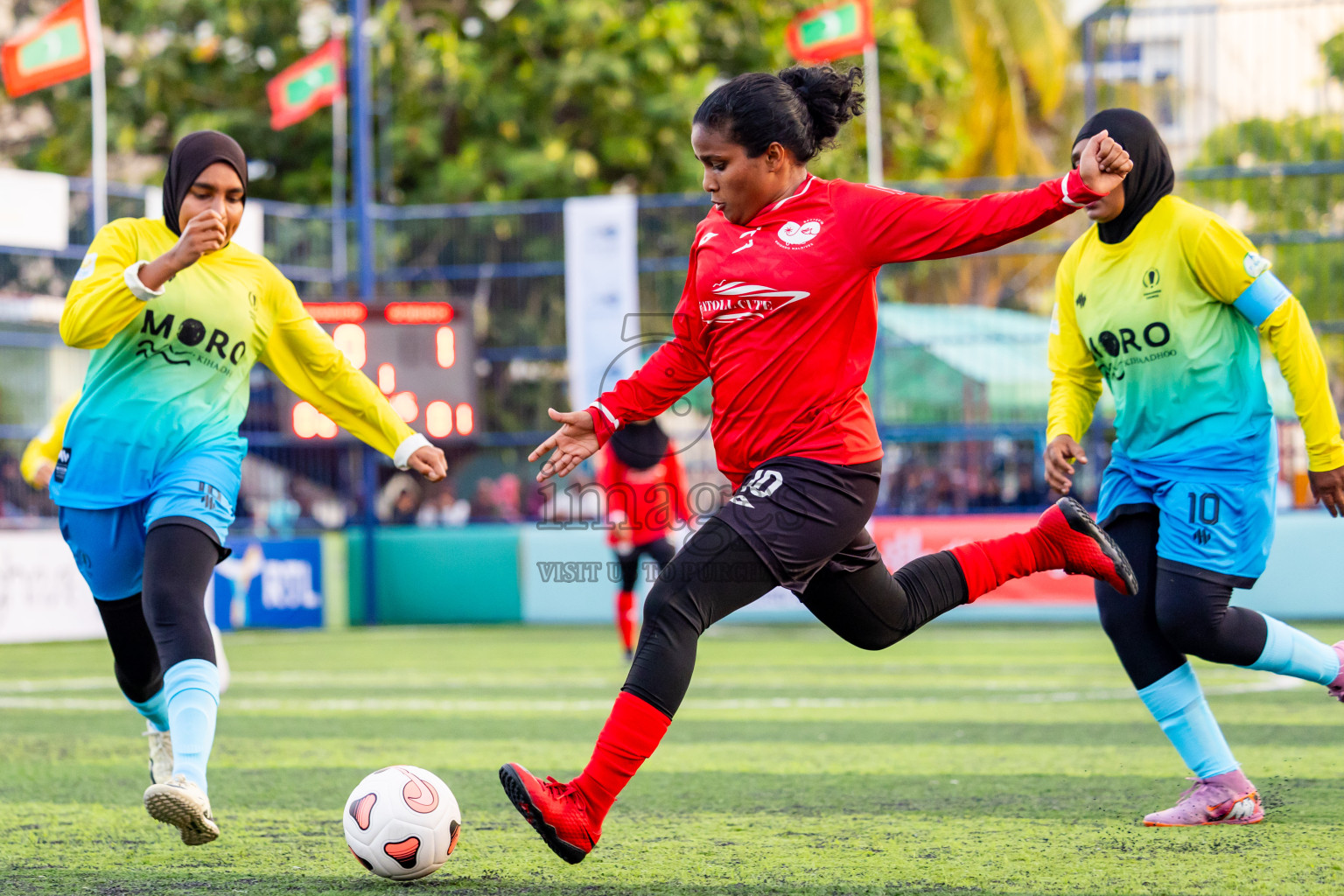 Kihaadhoo vs Goidhoo in Day 1 of Better in Baa Futsal Fiesta 2025 Woman's division held in B. Eydhafushi, Maldives on Wednesday, 5th November 2025. Photos: Nausham Waheed / images.mv