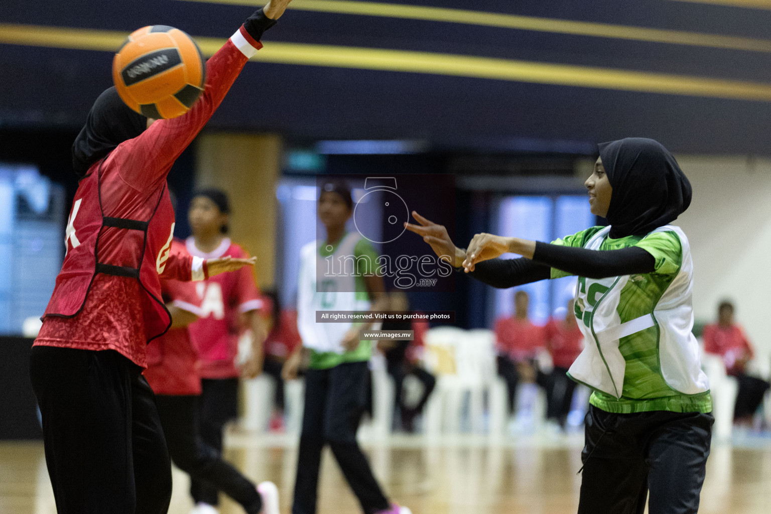 Day 9 of 24th Interschool Netball Tournament 2023 was held in Social Center, Male', Maldives on 4th November 2023. Photos: Hassan Simah / images.mv