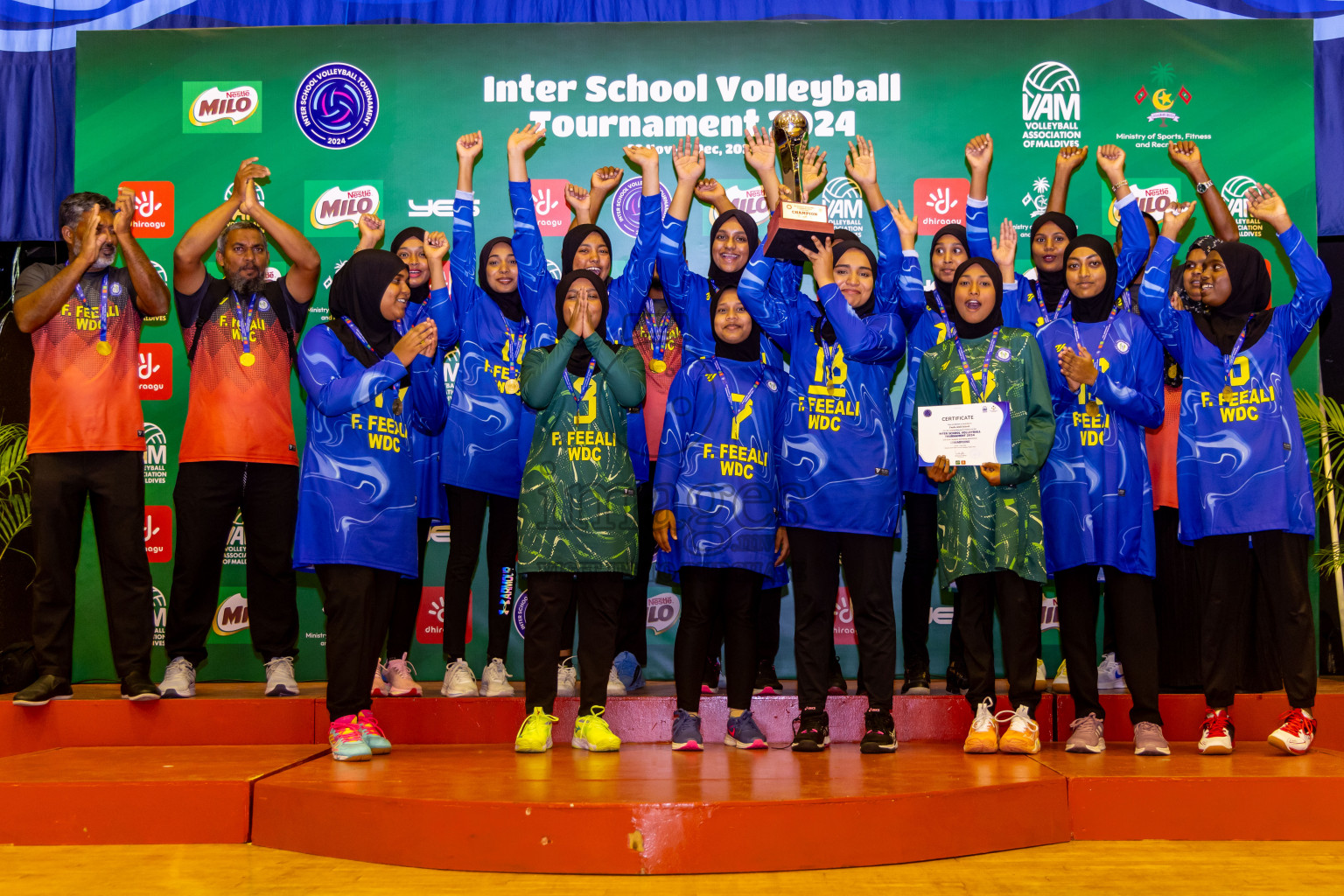 Finals of Interschool Volleyball Tournament 2024 was held in Social Center at Male', Maldives on Friday, 6th December 2024. Photos: Nausham Waheed / images.mv