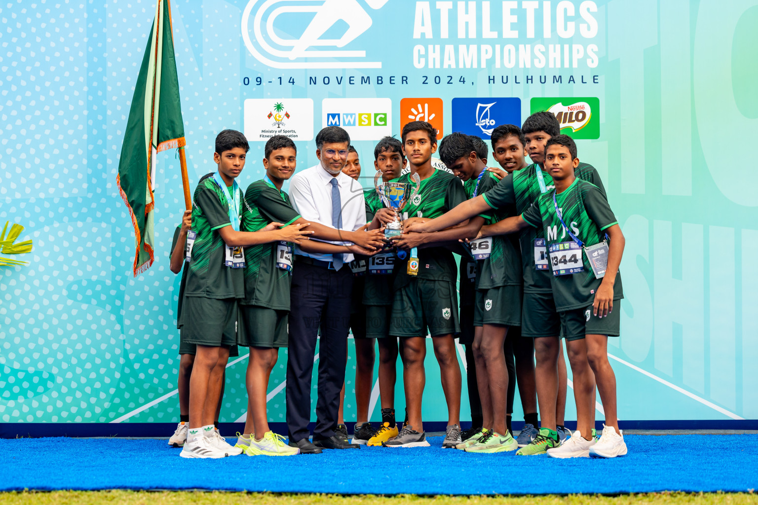 Day 6 of MWSC Interschool Athletics Championships 2024 held in Hulhumale Running Track, Hulhumale, Maldives on Thursday, 14th November 2024. Photos by: Nausham Waheed / Images.mv