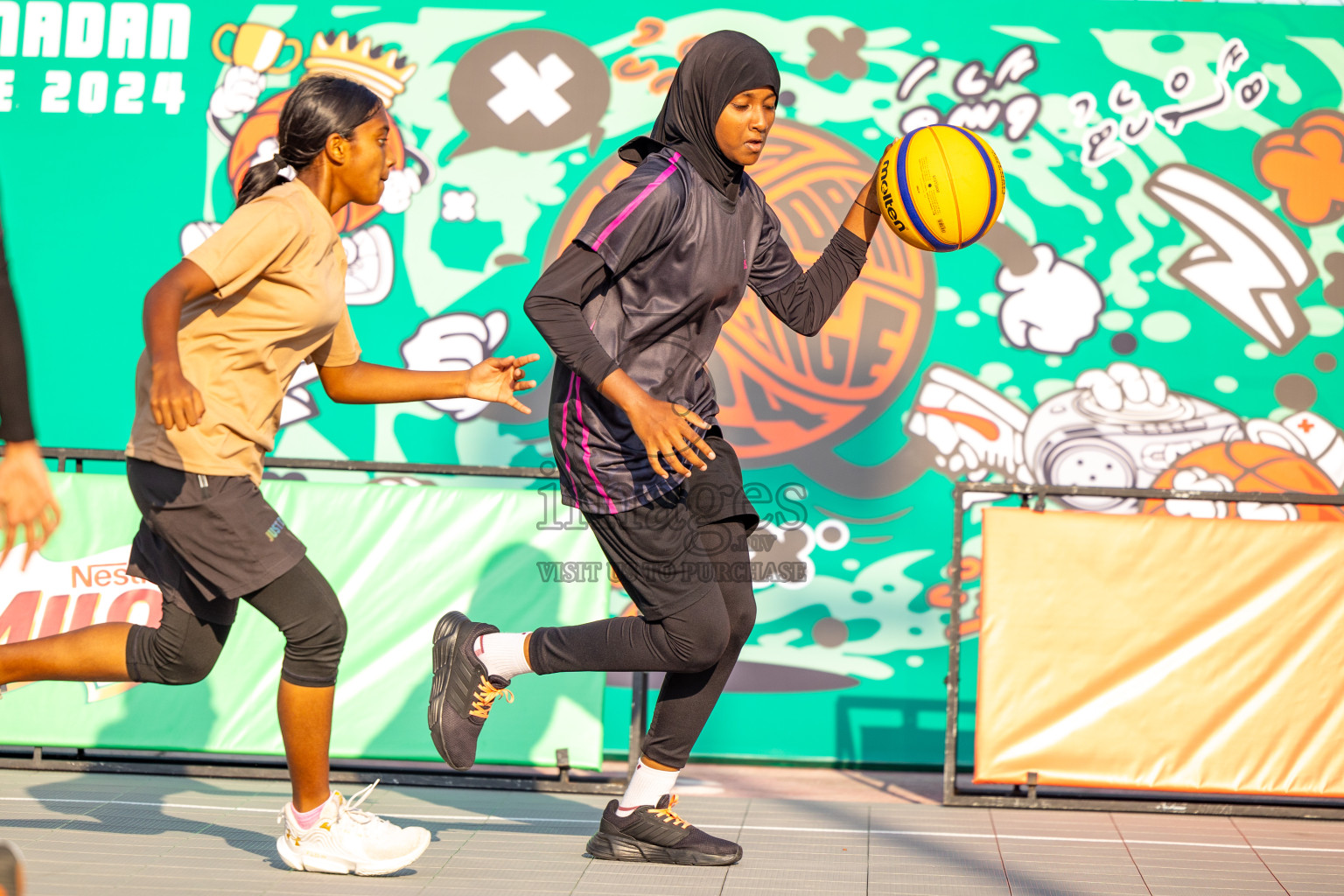 Day 2 of MILO Ramadan 3x3 Challenge 2024 was held in Ekuveni Outdoor Basketball Court at Male', Maldives on Wednesday, 13th March 2024.
Photos: Ismail Thoriq / images.mv