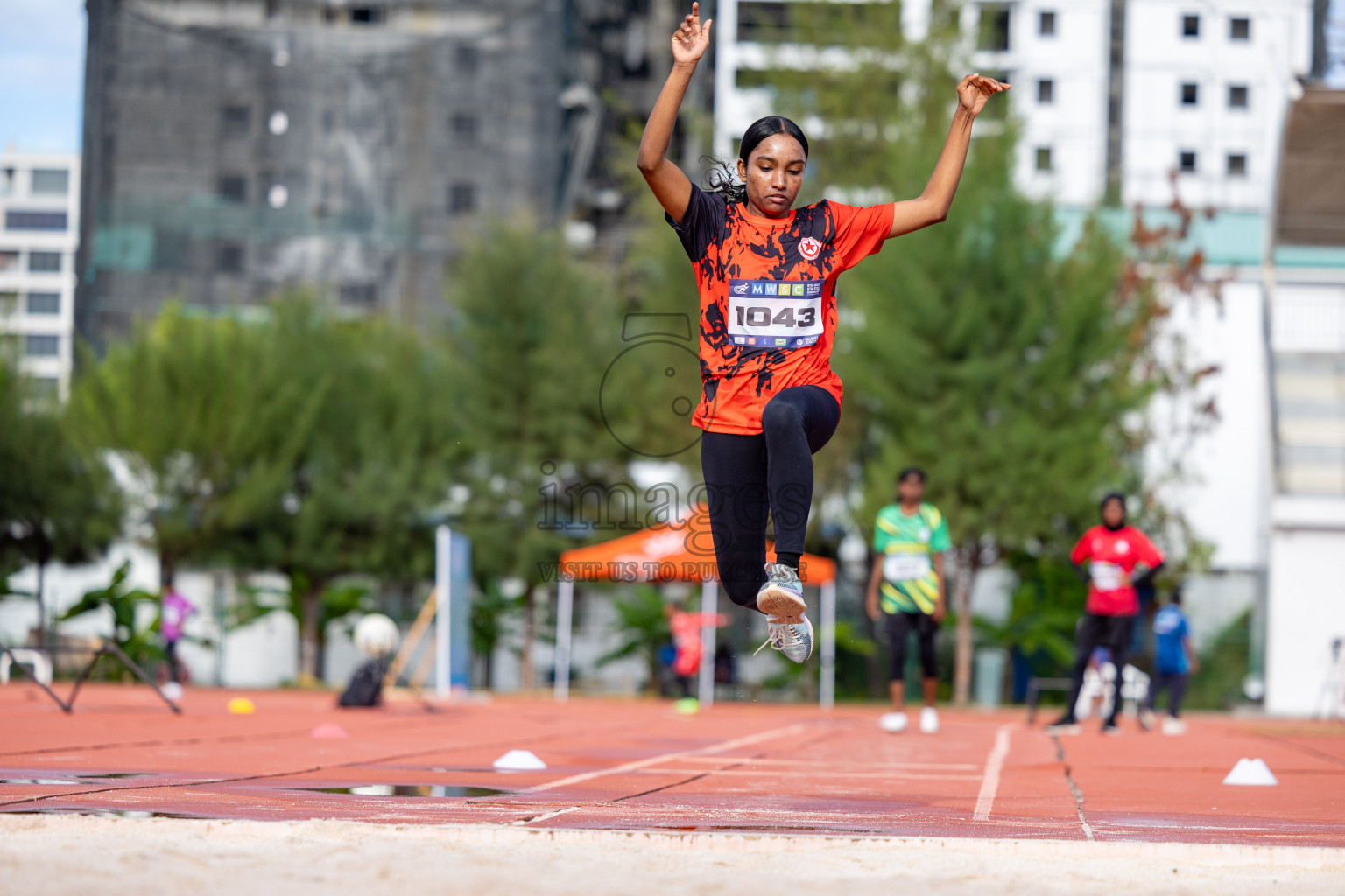 Day 2 of MWSC Interschool Athletics Championships 2024 held in Hulhumale Running Track, Hulhumale, Maldives on Sunday, 10th November 2024. 
Photos by:  Hassan Simah / Images.mv