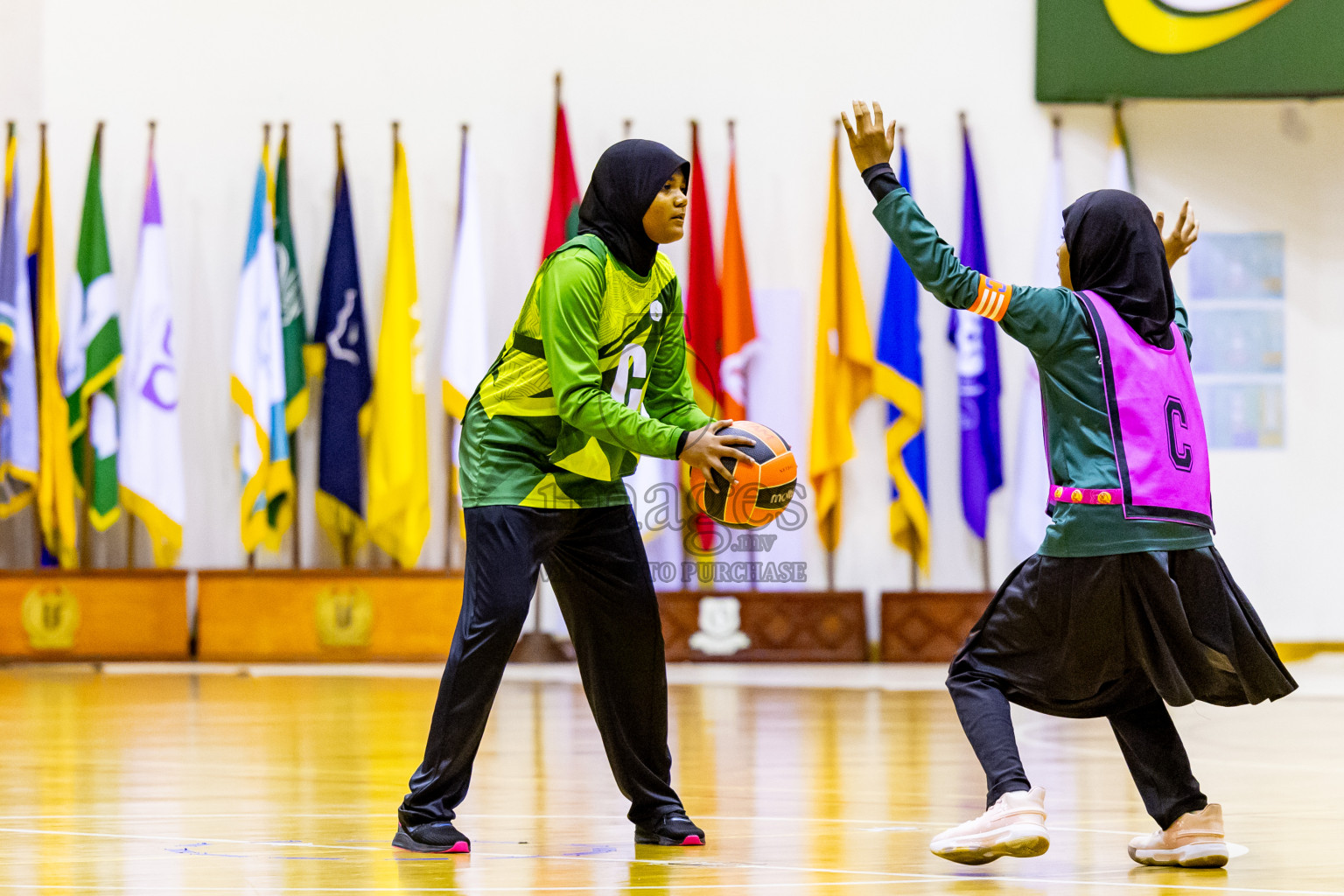 Day 11 of 25th Inter-School Netball Tournament was held in Social Center at Male', Maldives on Wednesday, 21st August 2024. Photos: Nausham Waheed / images.mv