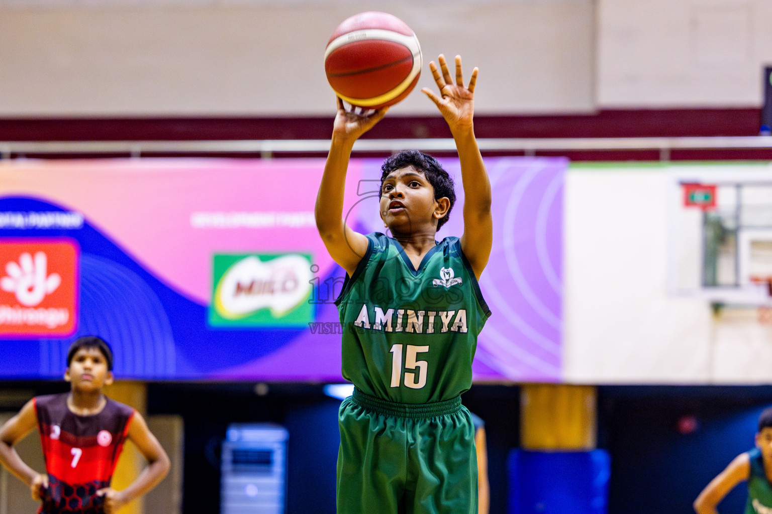 Aminiyya School vs Iskandhar School in day 26 of Junior Basketball Championship 2024 was held in Social Center, Male', Maldives on Tuesday, 10th December 2024. Photos: Nausham Waheed / images.mv