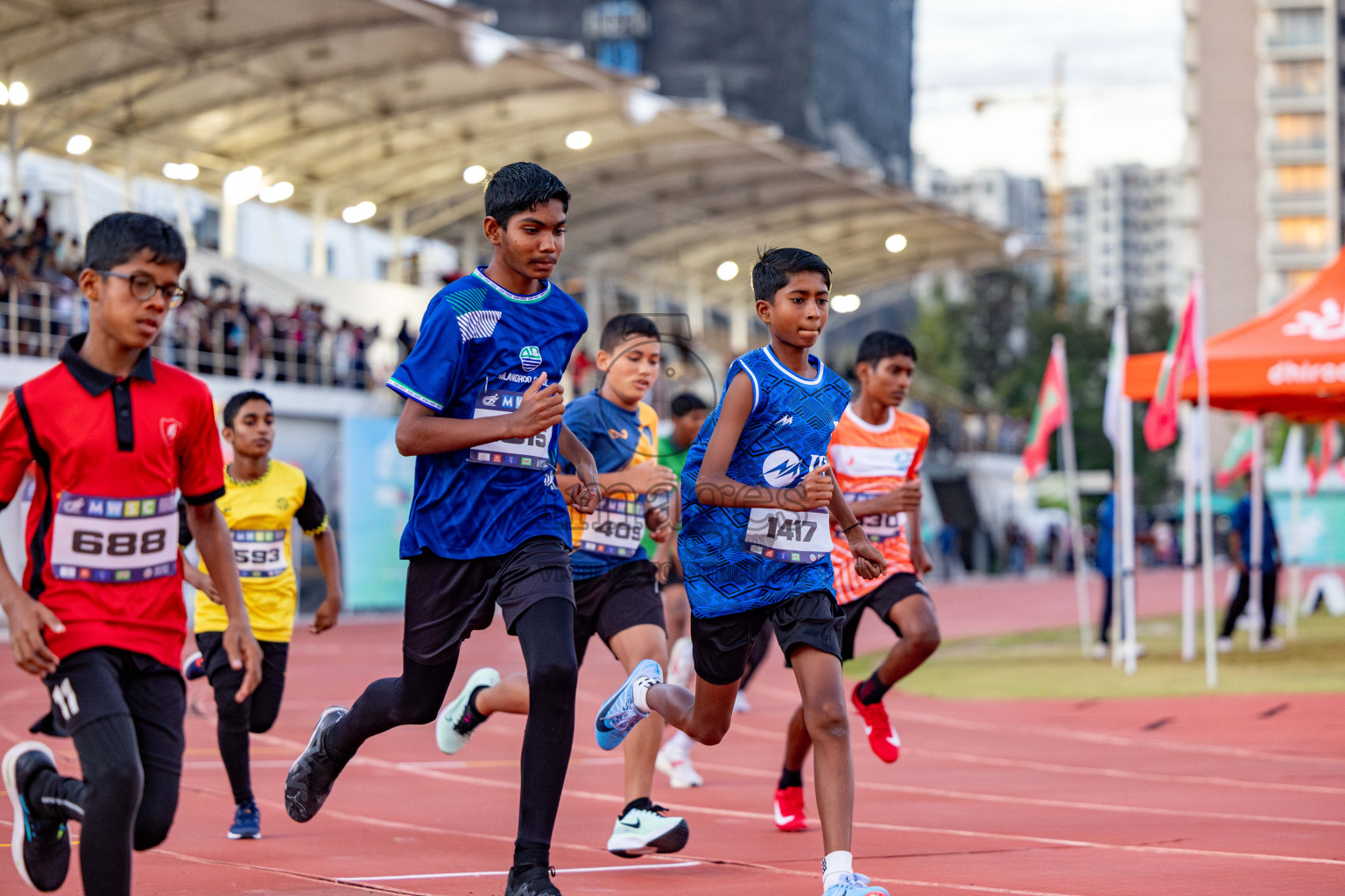 Day 1 of MWSC Interschool Athletics Championships 2024 held in Hulhumale Running Track, Hulhumale, Maldives on Saturday, 9th November 2024. 
Photos by: Hassan Simah / Images.mv