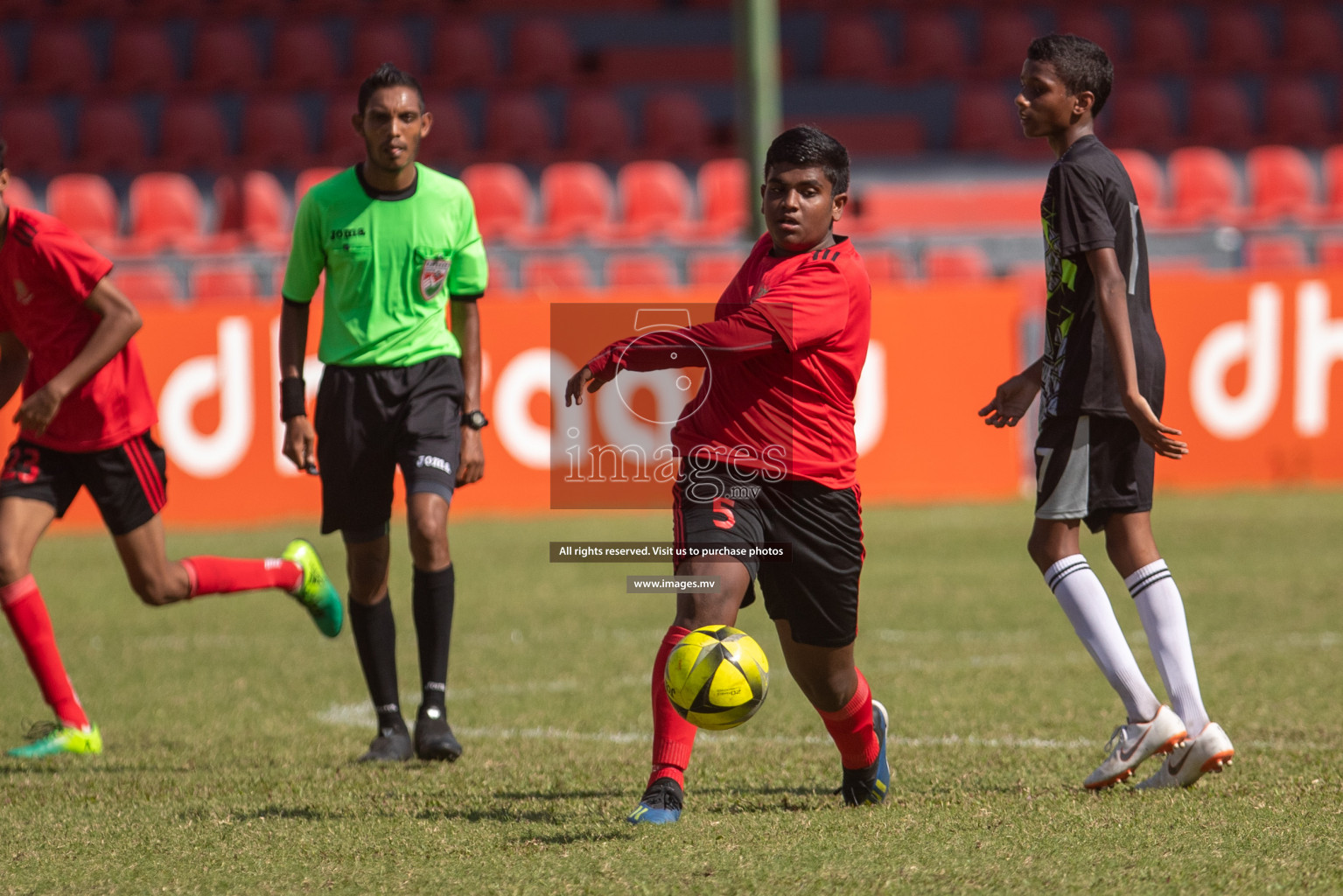 Majeedhiyya School vs Ahmadhiyya School in Mamen Inter-School Football Tournament 2019 (U15) on 9th March 2019, in Male' Maldives (Images.mv Photo: Suadh Abdul Sattar)