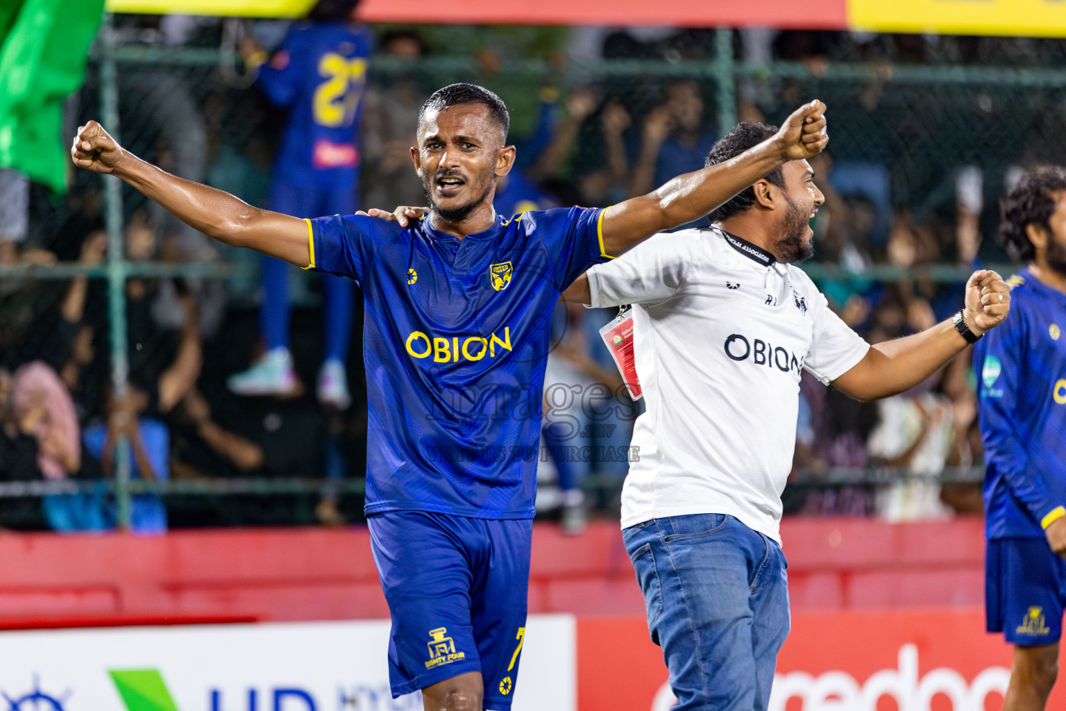 L. Gan VS B. Eydhafushi in the Finals of Golden Futsal Challenge 2024 which was held on Thursday, 7th March 2024, in Hulhumale', Maldives. 
Photos: Hassan Simah / images.mv