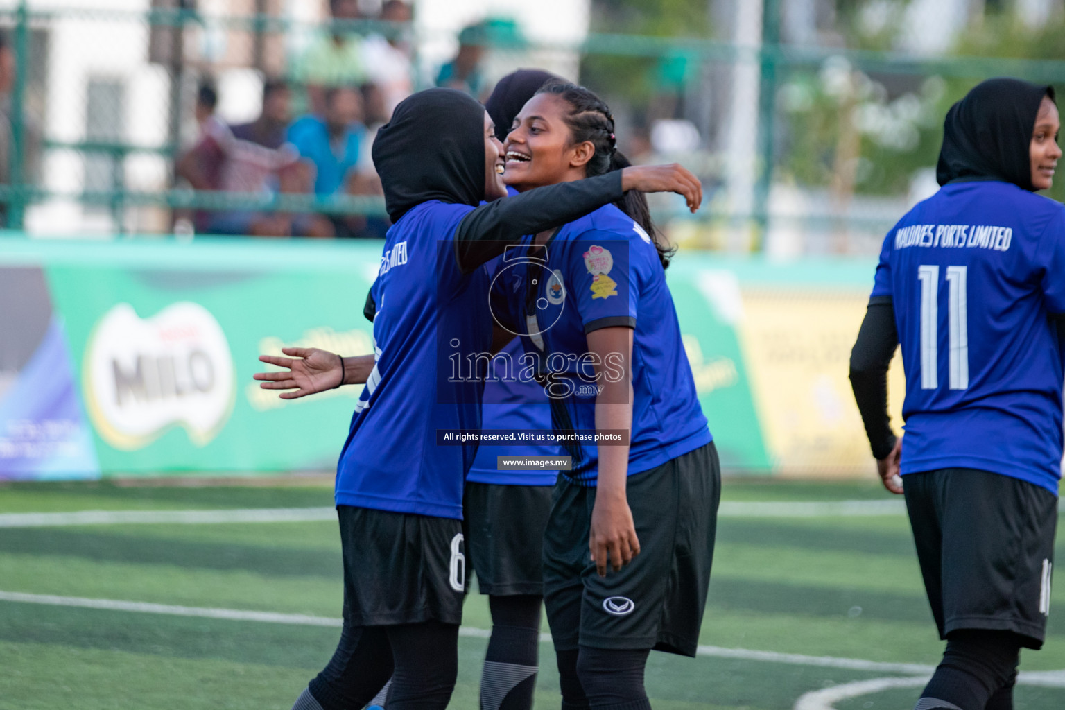 Maldives Ports Limited vs Dhivehi Sifainge Club in the semi finals of 18/30 Women's Futsal Fiesta 2019 on 27th April 2019, held in Hulhumale Photos: Hassan Simah / images.mv