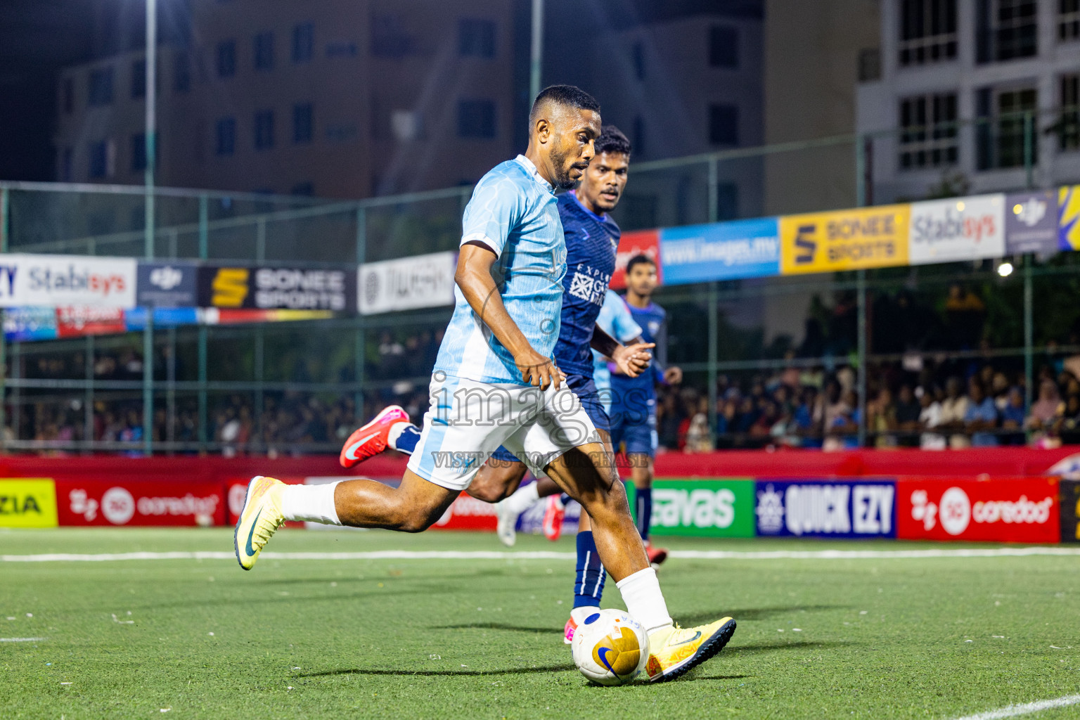 K Maafushi vs K Guraidhoo in Kaafu Atoll Semi Final in Day 24 of Golden Futsal Challenge 2025 was held on Tuesday , 28th January 2025, in Hulhumale', Maldives. Photos: Nausham Waheed / images.mv