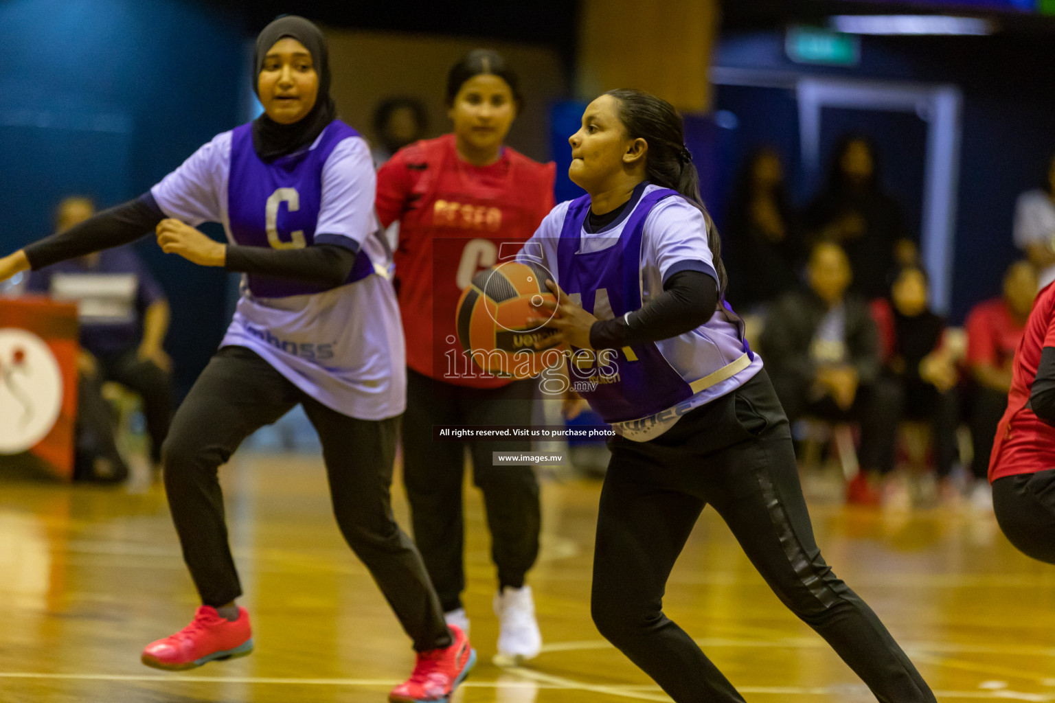 Lorenzo Sports Club vs Vyansa in the Milo National Netball Tournament 2022 on 18 July 2022, held in Social Center, Male', Maldives. Photographer: Shuu, Hassan Simah / Images.mv